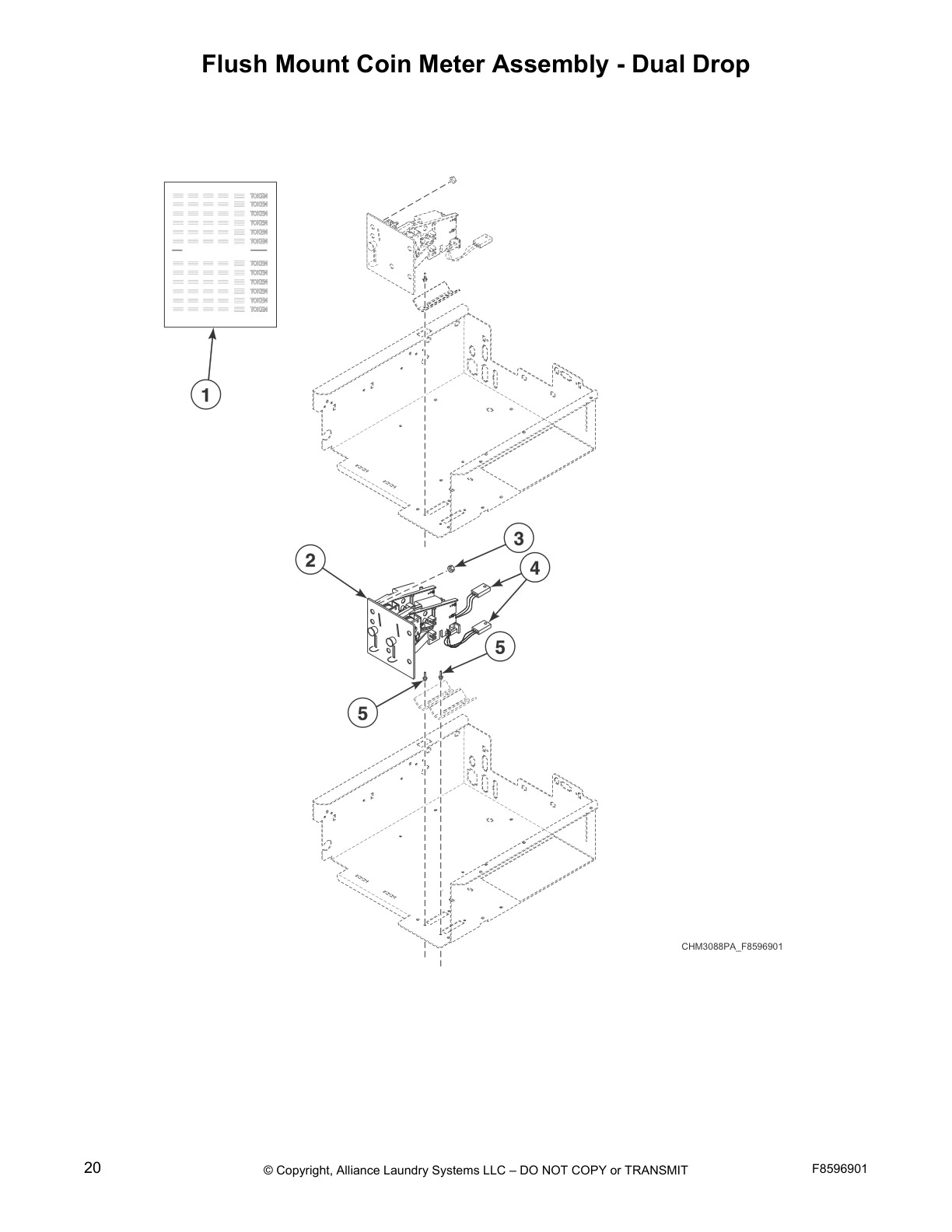 Flush Mount Coin Meter Assembly - Dual Drop