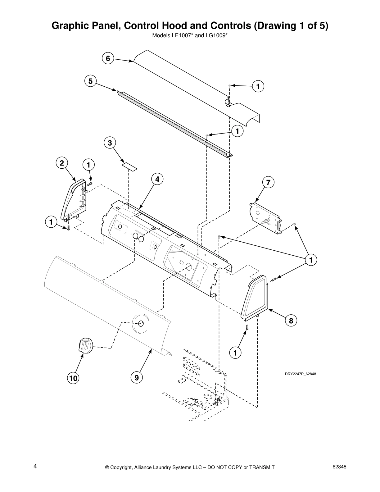 Graphic Panel, Control Hood and Controls (Drawing 1 of 5)