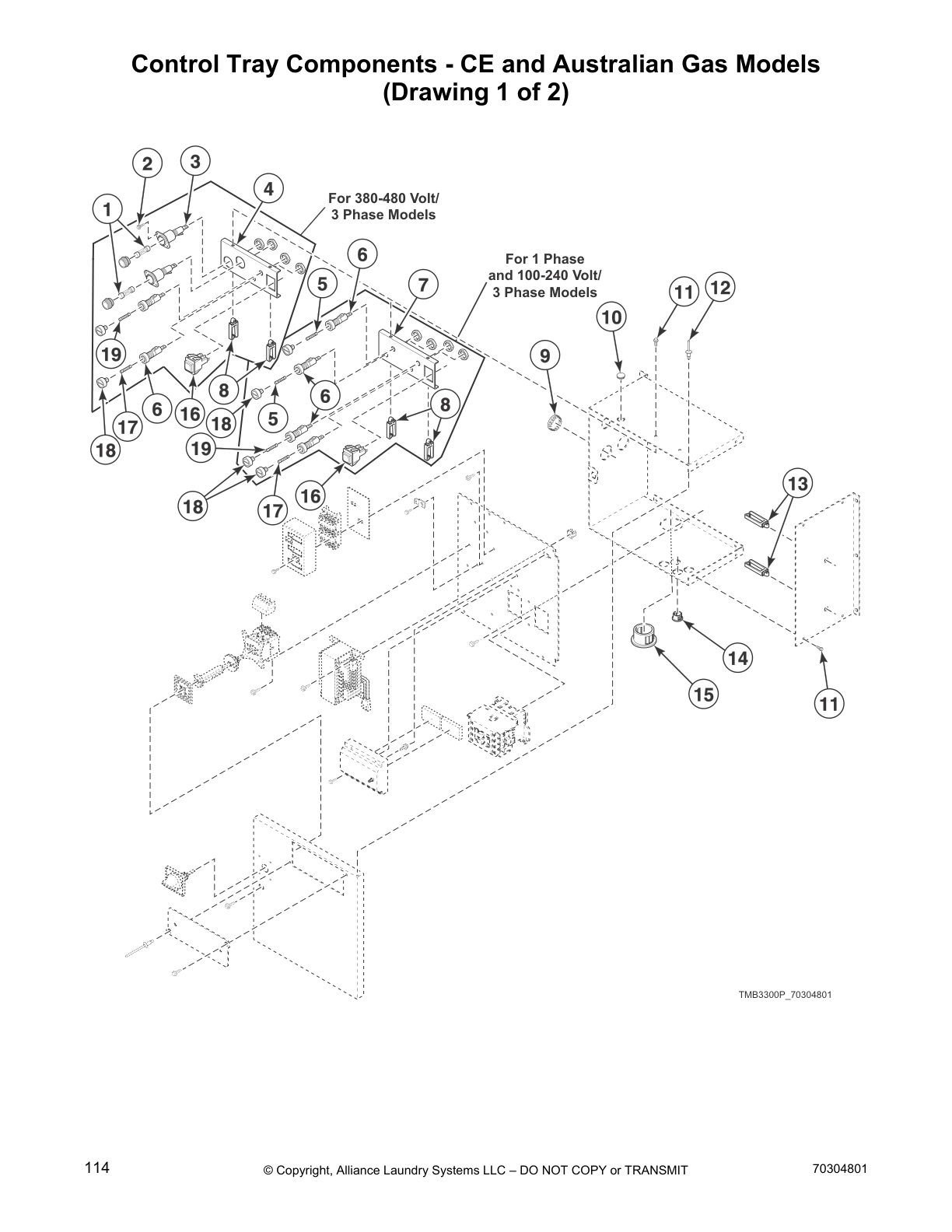 Control Tray Components - CE and Australian Gas Models
(Drawing 1 of 2)