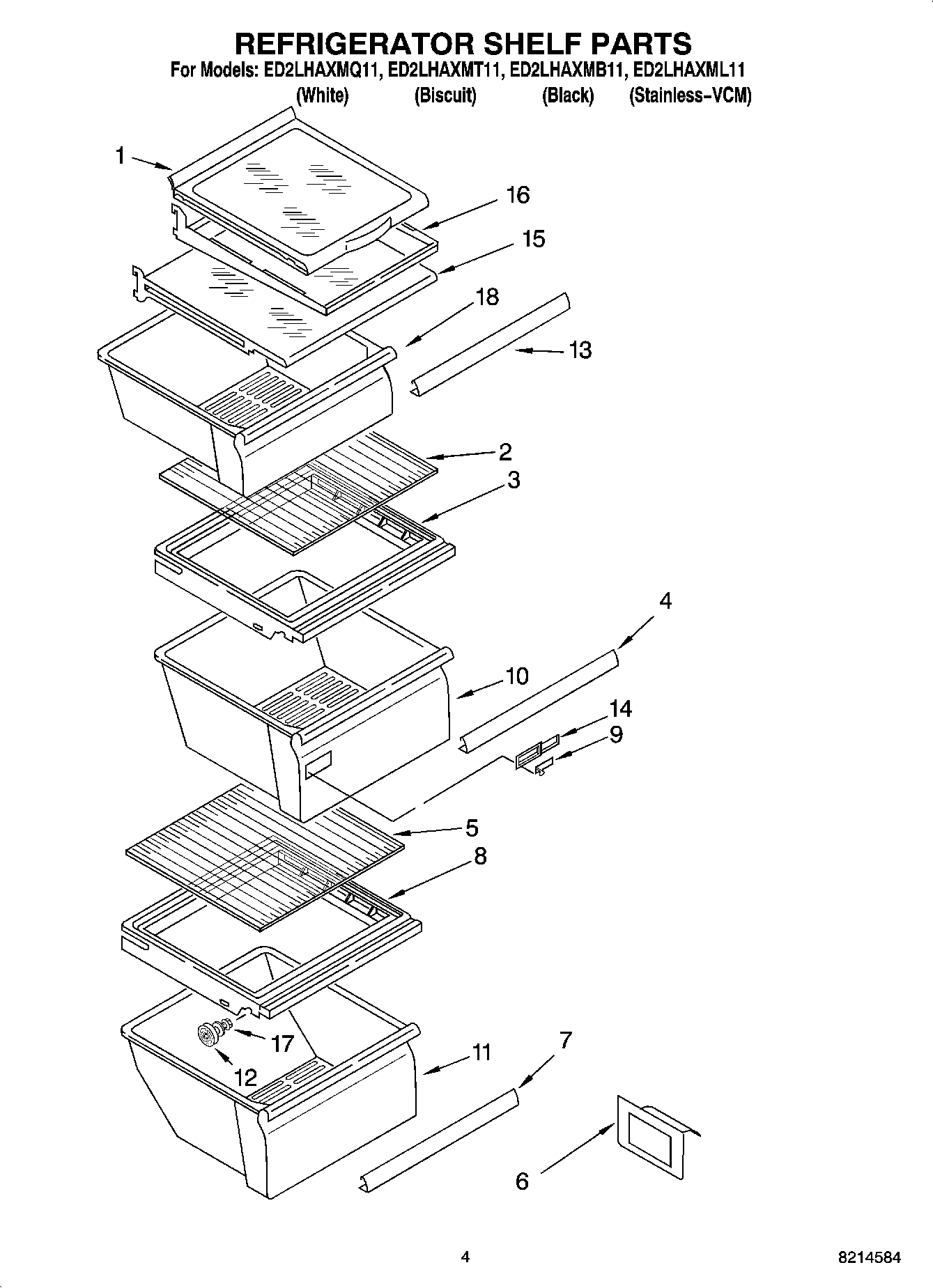 03 - REFRIGERATOR SHELF PARTS