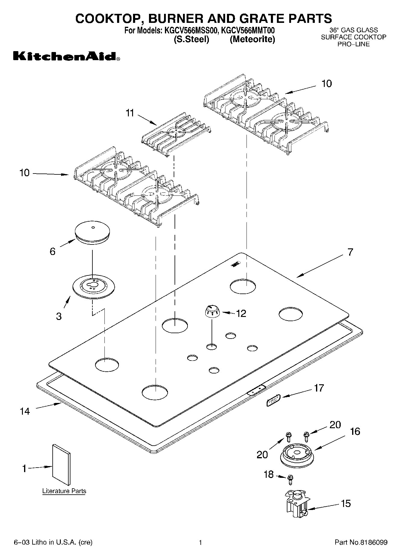 01 - COOKTOP, BURNER AND GRATE PARTS