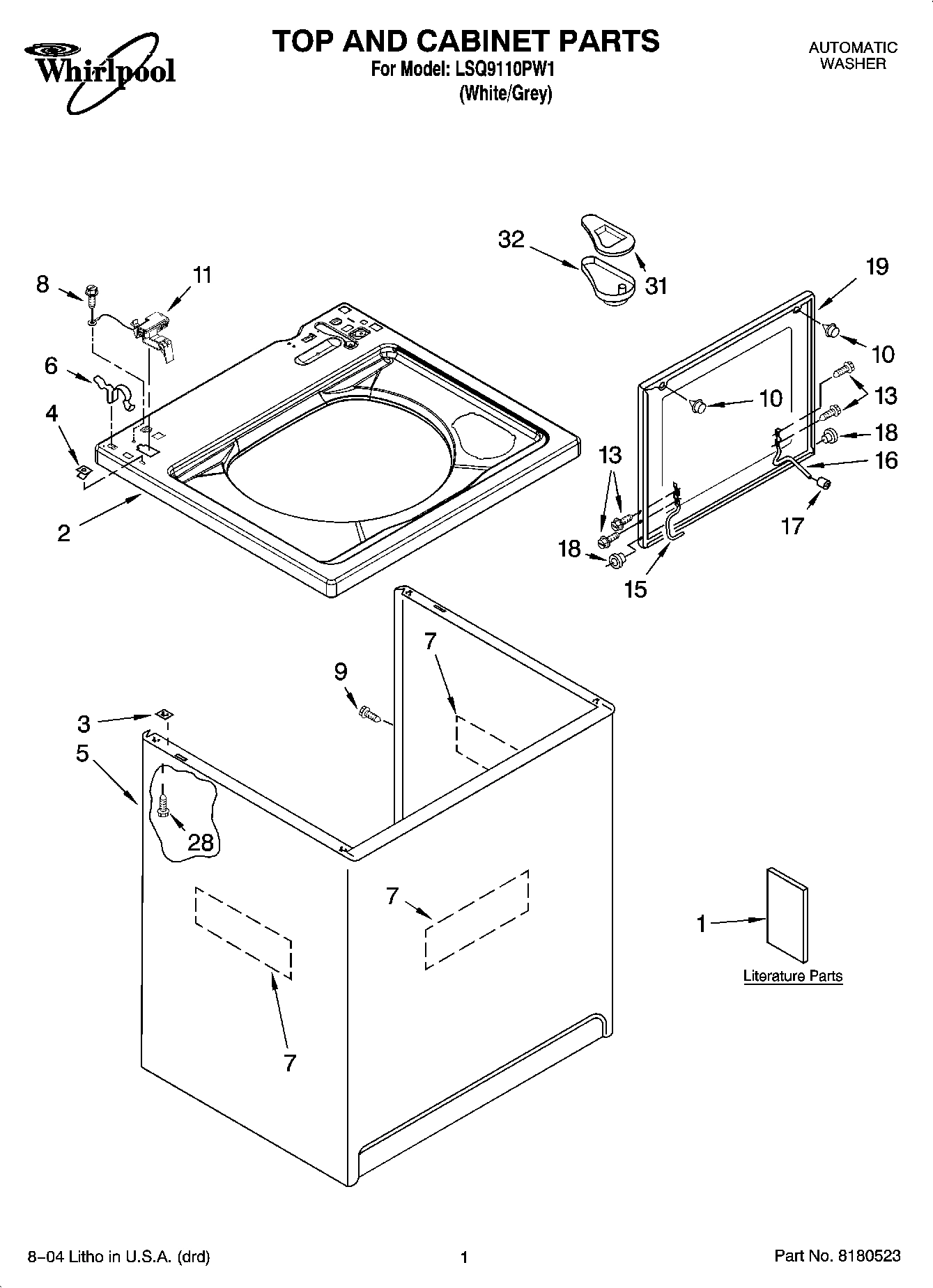 01 - TOP AND CABINET PARTS