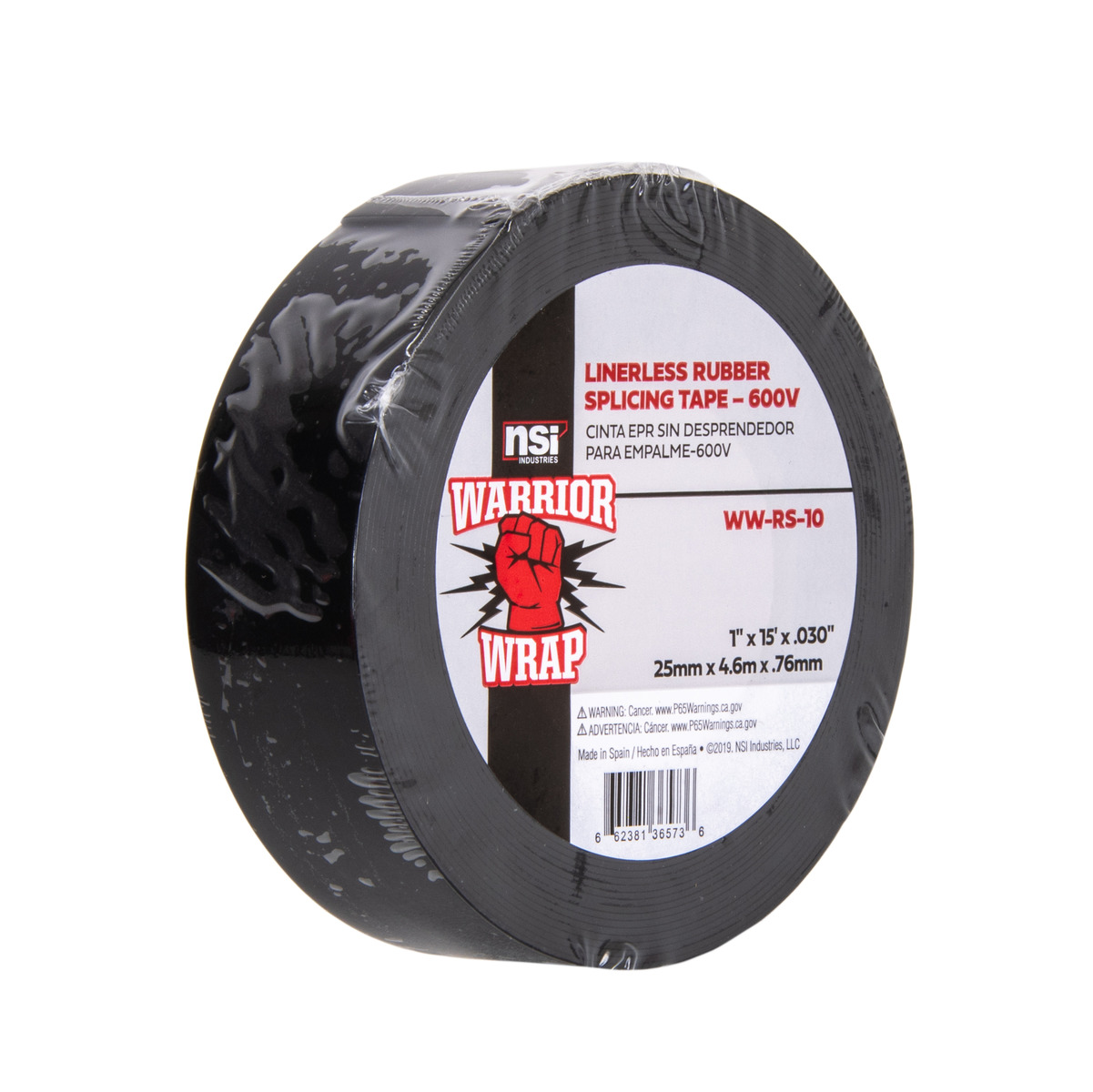 Black Linerless Rubber Splicing Tape, 1in Wide, 15ft Long - NSI Industries