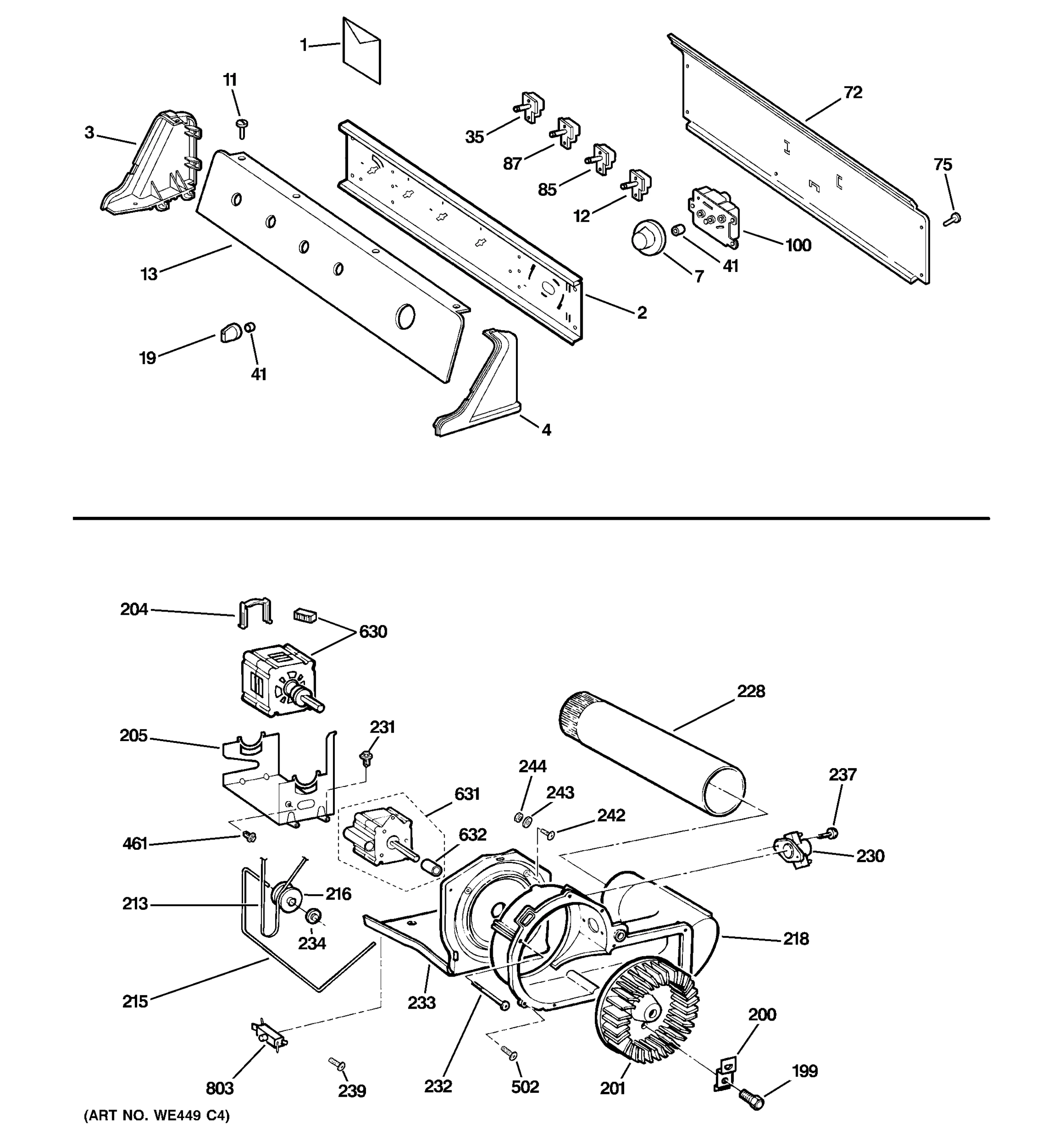 BACKSPLASH, BLOWER & MOTOR ASSEMBLY