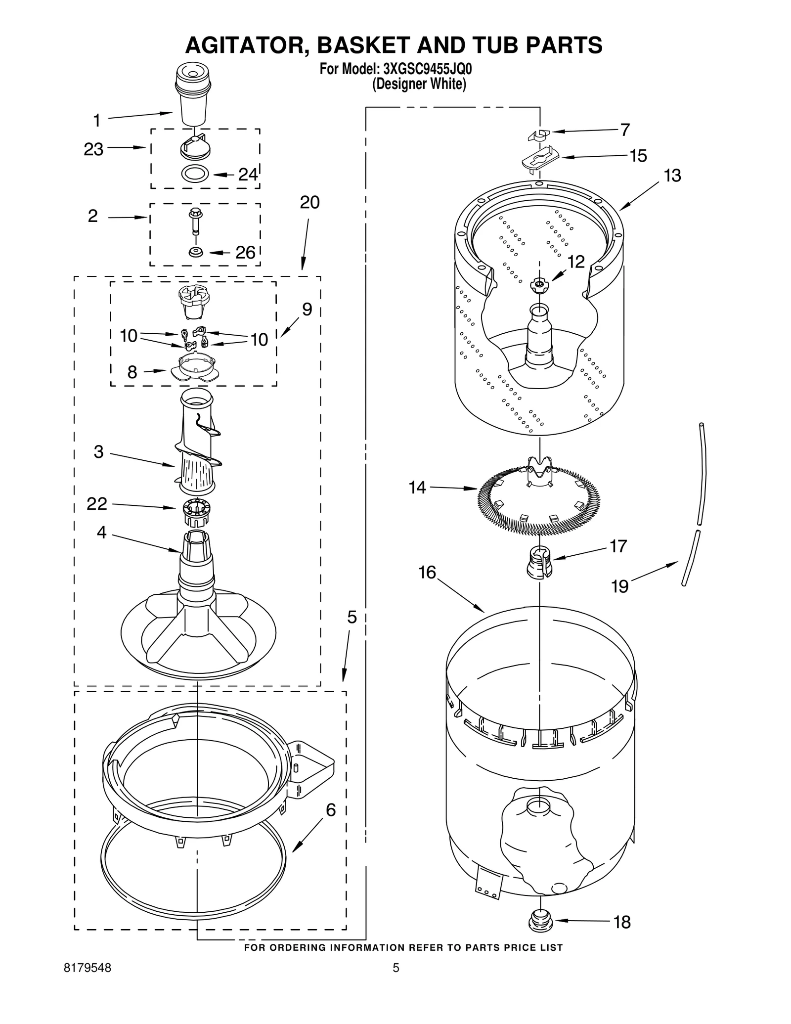 AGITATOR, BASKET AND TUB PARTS