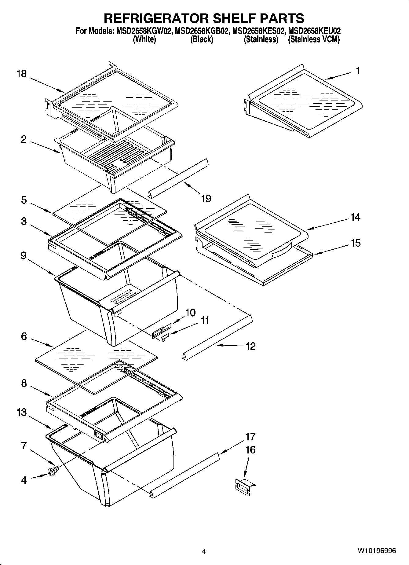 03 - REFRIGERATOR SHELF PARTS