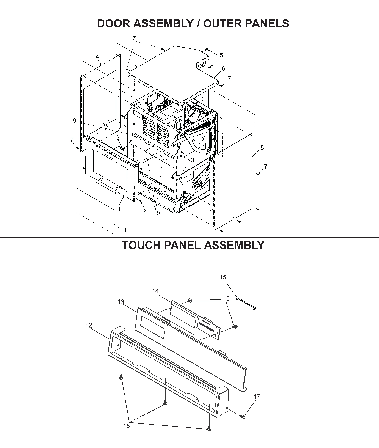 DOOR ASSEMBLY / OUTER PANELS / TOUCH PANEL
