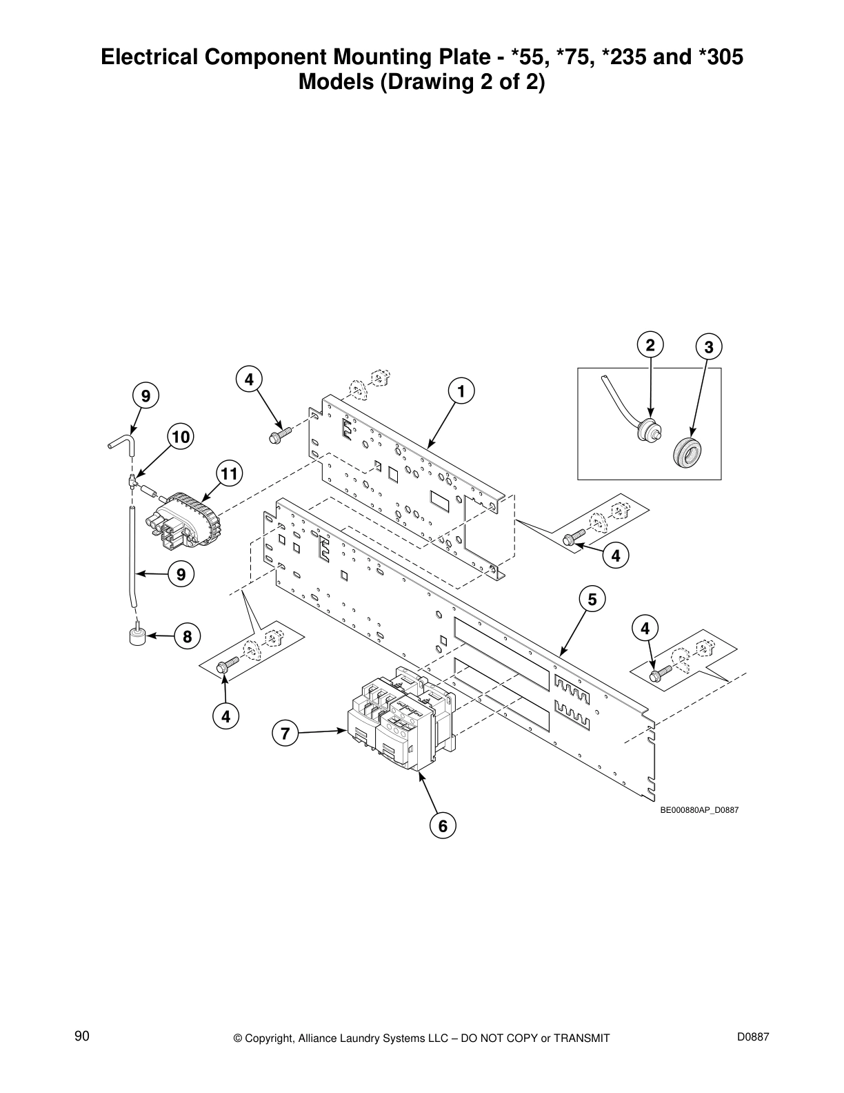 Electrical Component Mounting Plate - *55, *75, *235 and *305 
Models (Drawing 2 of 2)