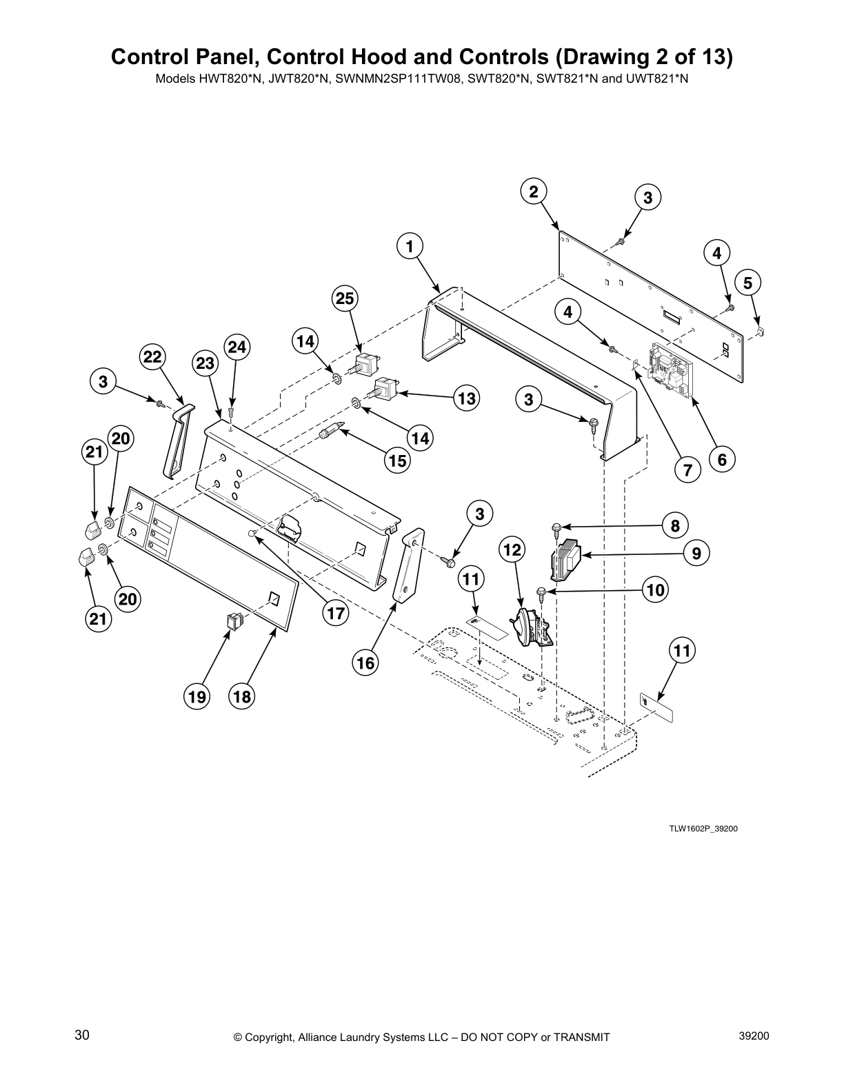 Control Panel, Control Hood and Controls (Drawing 2 of 13)