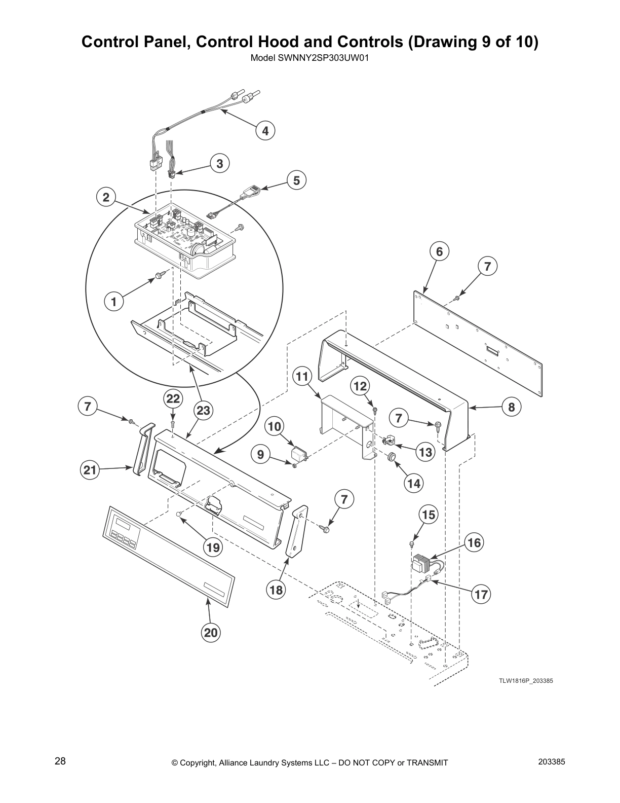 Control Panel, Control Hood and Controls (Drawing 9 of 10)