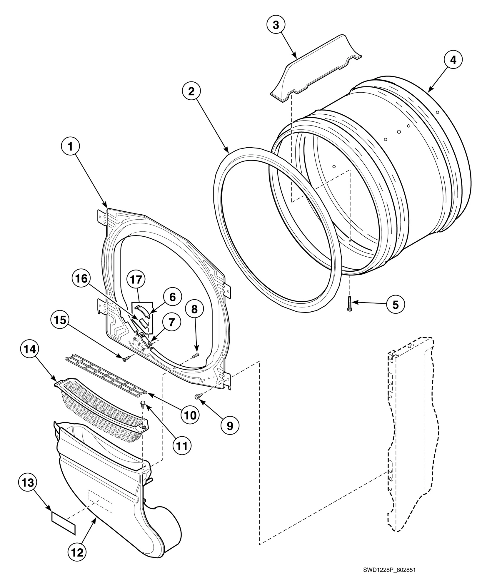 Front Bulkhead, Air Duct, Felt Seal and Cylinder