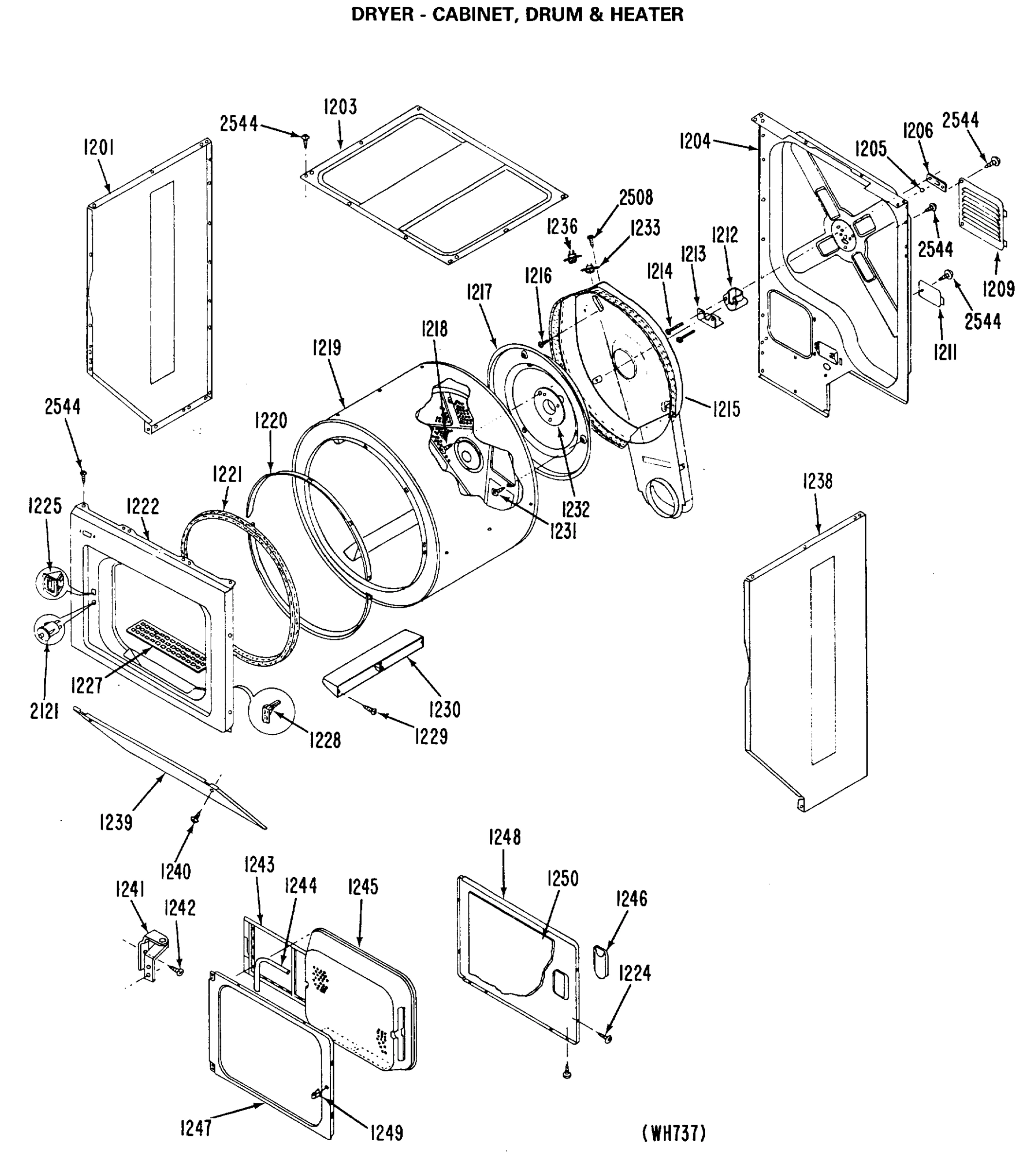 DRYER - CABINET, DRUM & HEATER