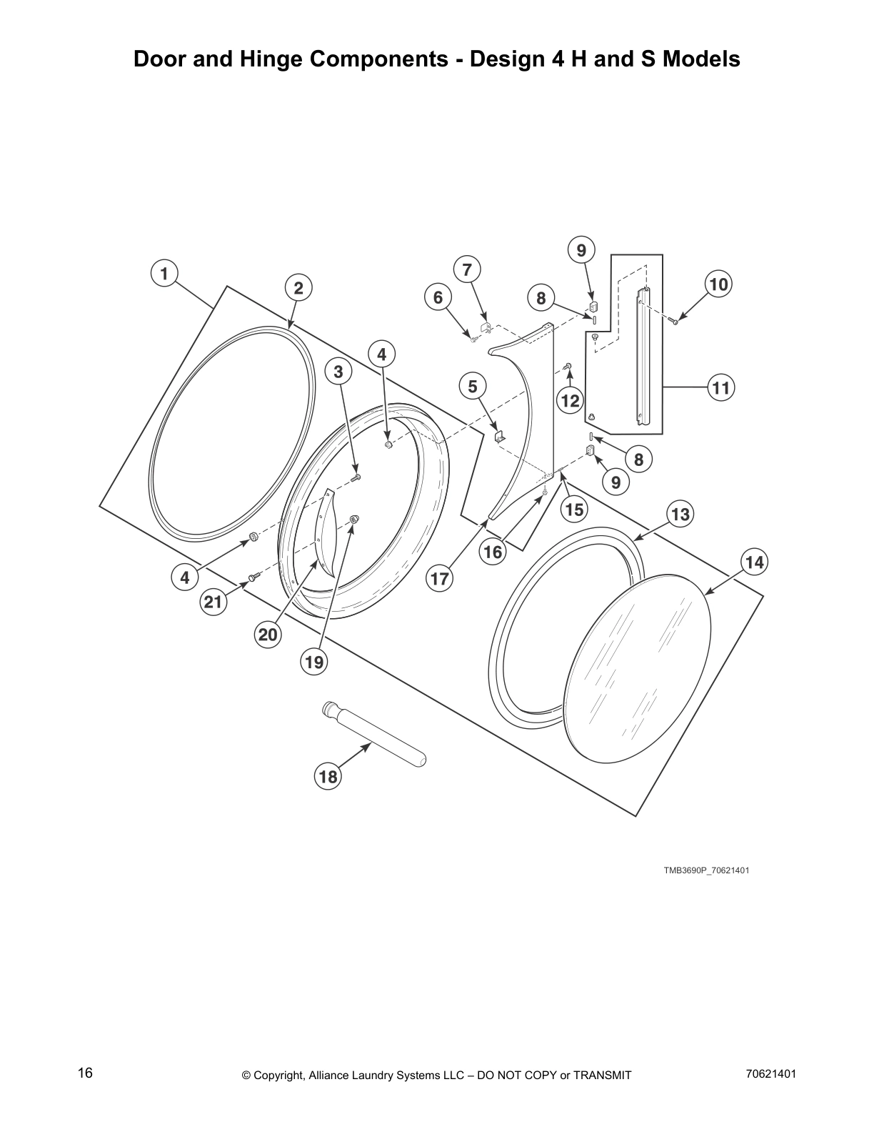 Door and Hinge Components - Design 4 H and S Models