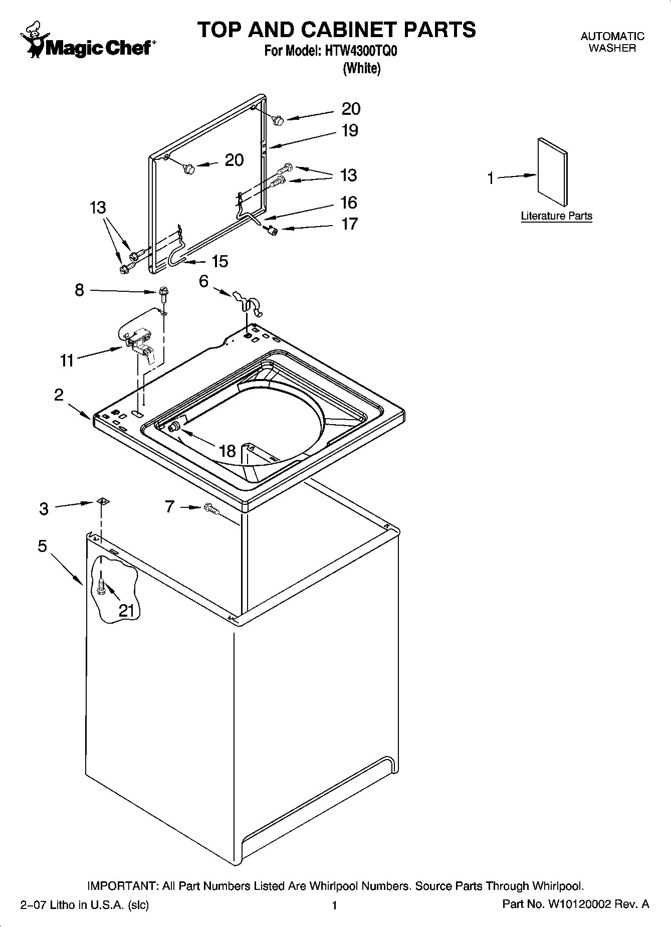 01 - TOP AND CABINET PARTS