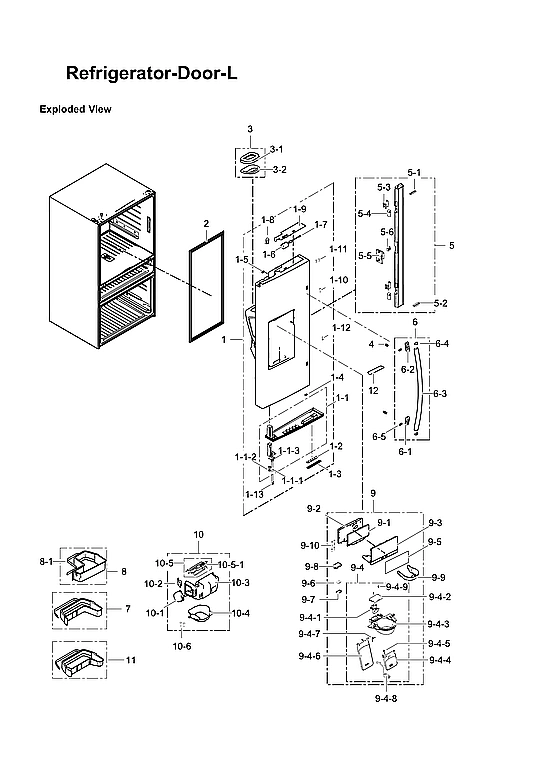 Left Refrigerator Door Parts