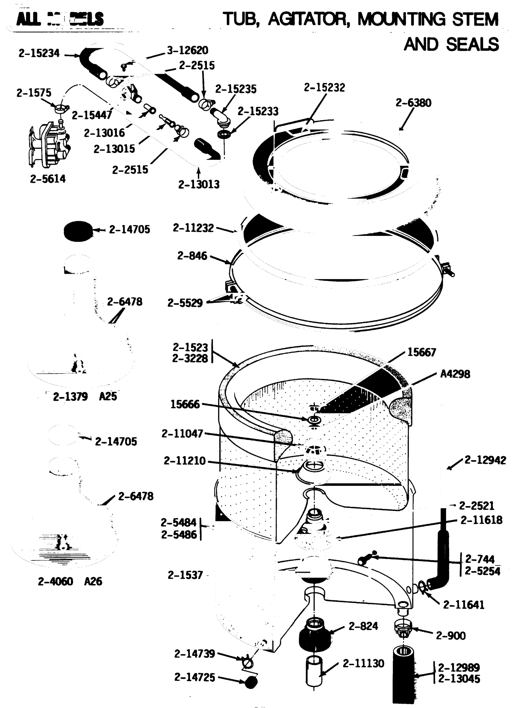 04 - TUB, AGITATOR, MOUNTING STEM & SEAL