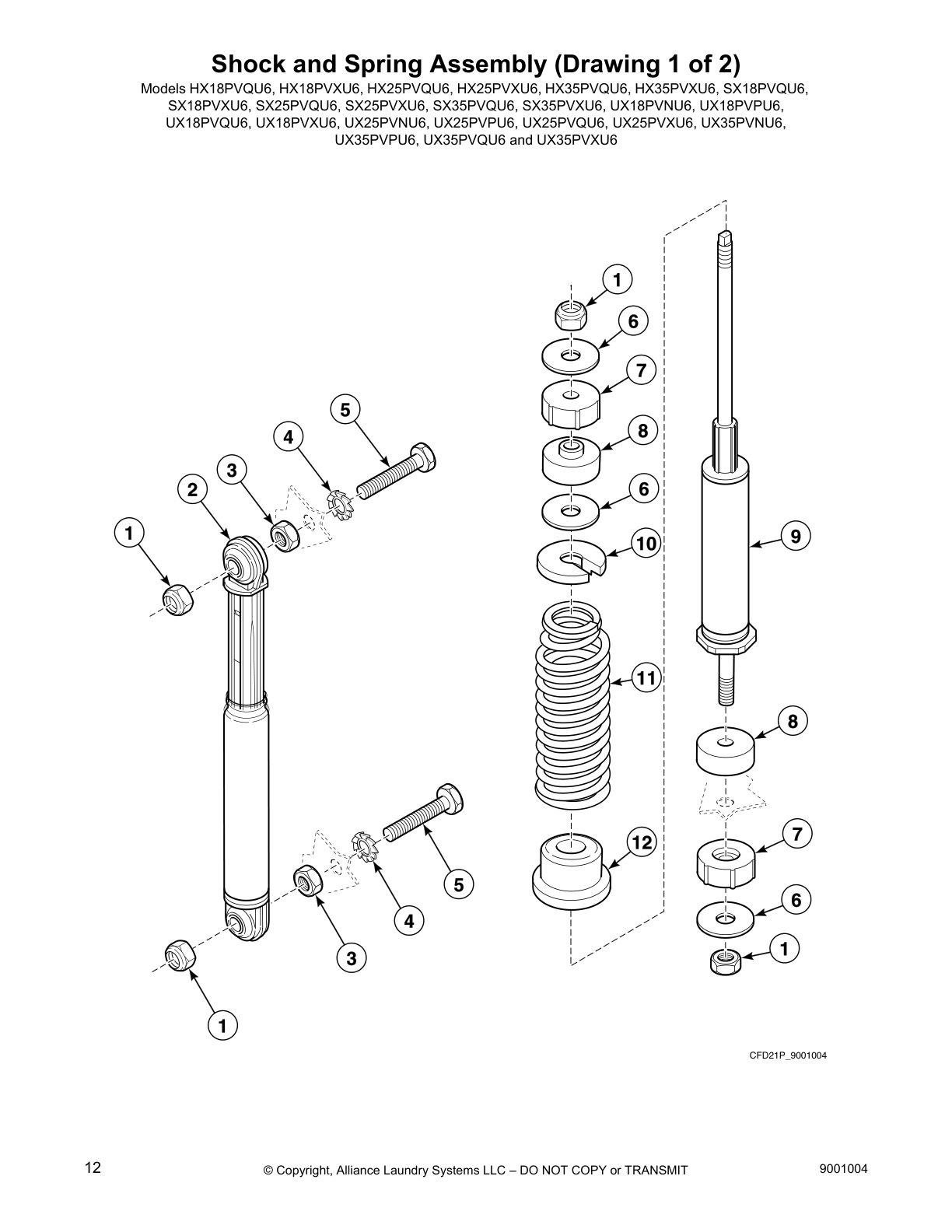 Shock and Spring Assembly (Drawing 1 of 2)
