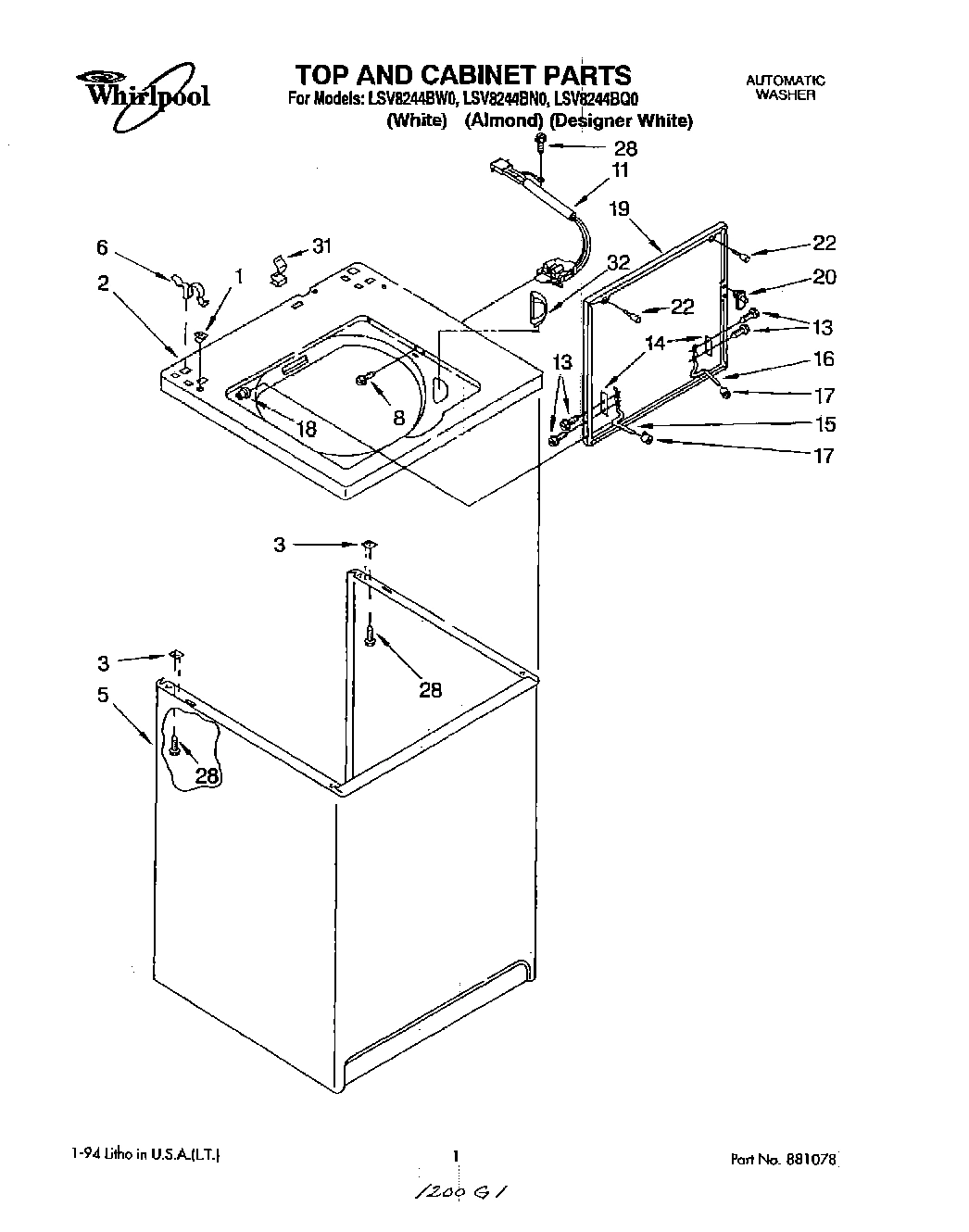 01 - TOP AND CABINET, LIT/OPTIONAL