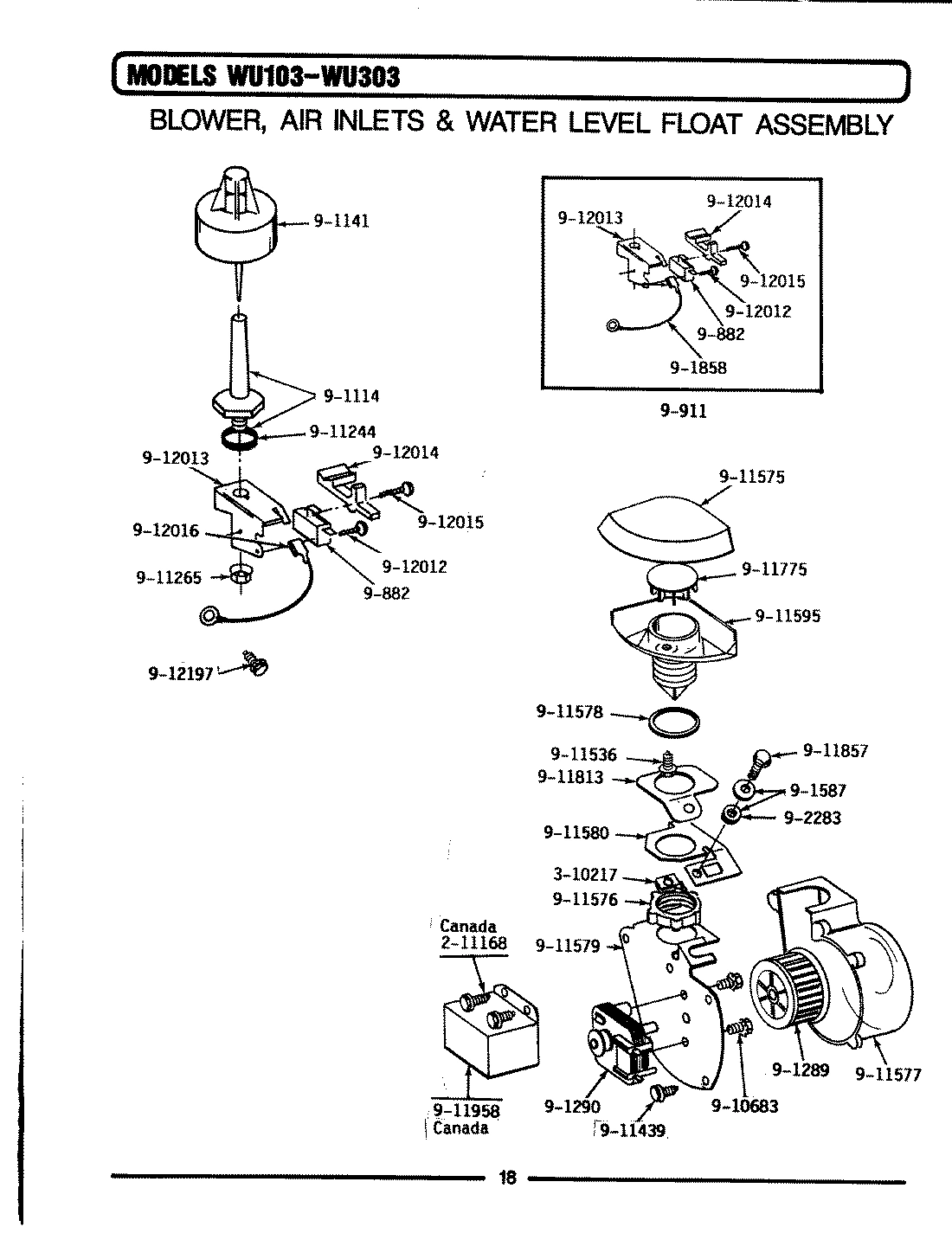 01 - BLOWER/AIR INLET & WATER LEVEL FLOAT