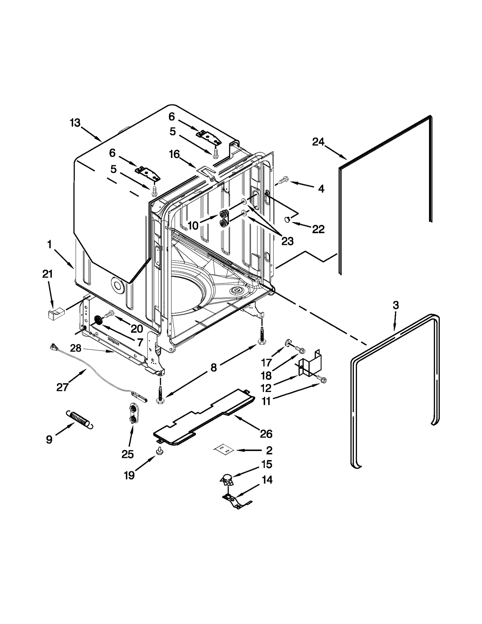 TUB AND FRAME PARTS