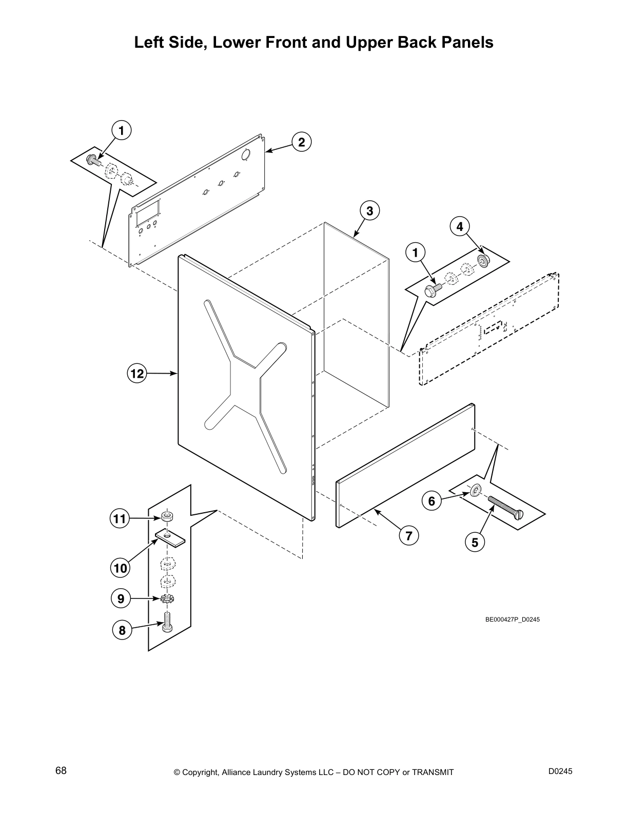Left Side, Lower Front and Upper Back Panels