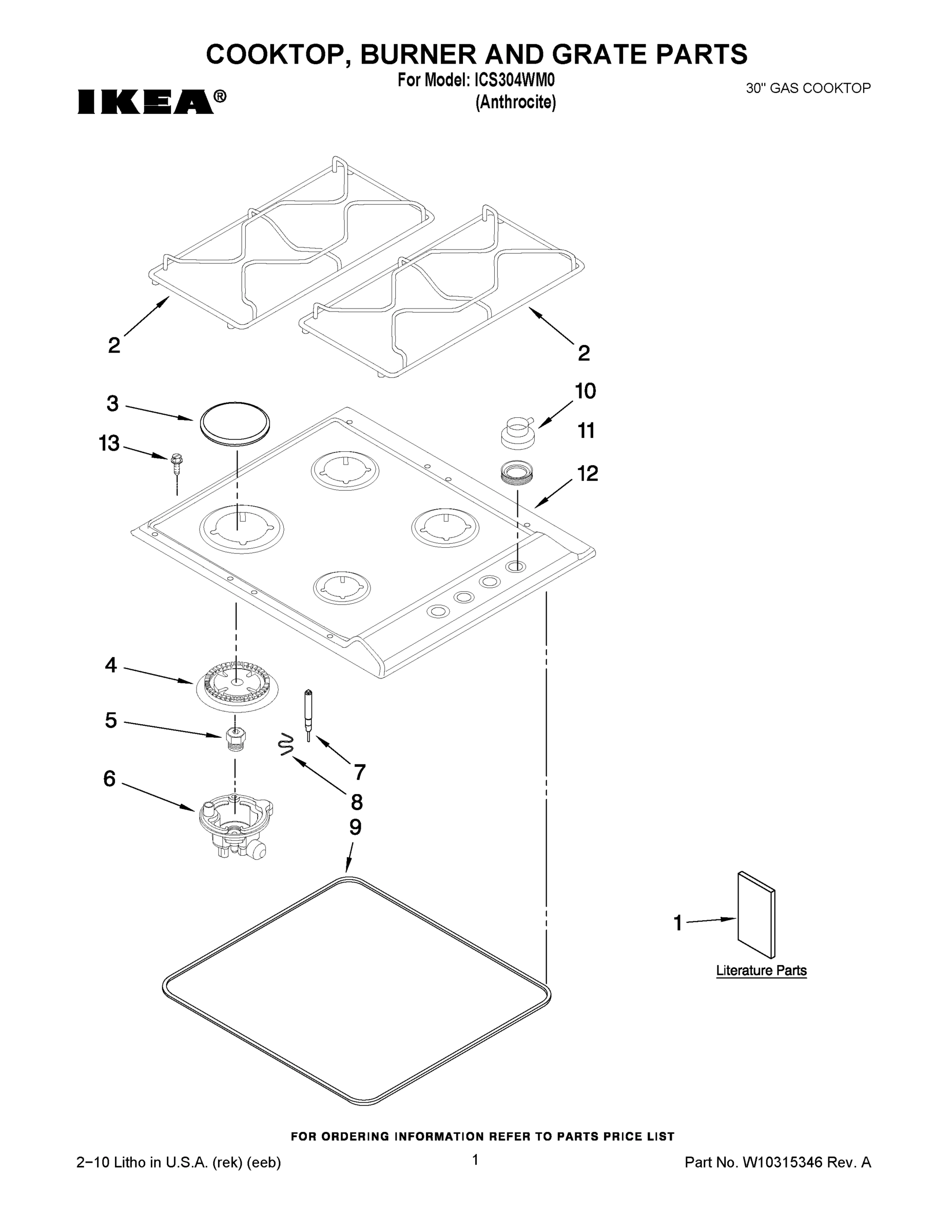 01 - COOKTOP, BURNER AND GRATE PARTS