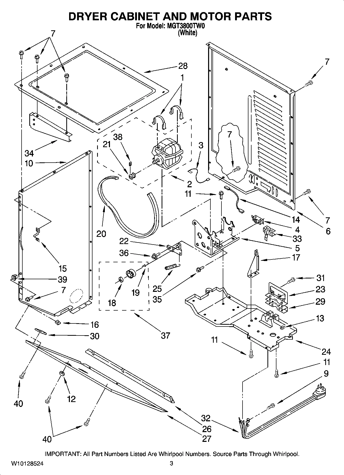 03 - DRYER CABINET AND MOTOR PARTS