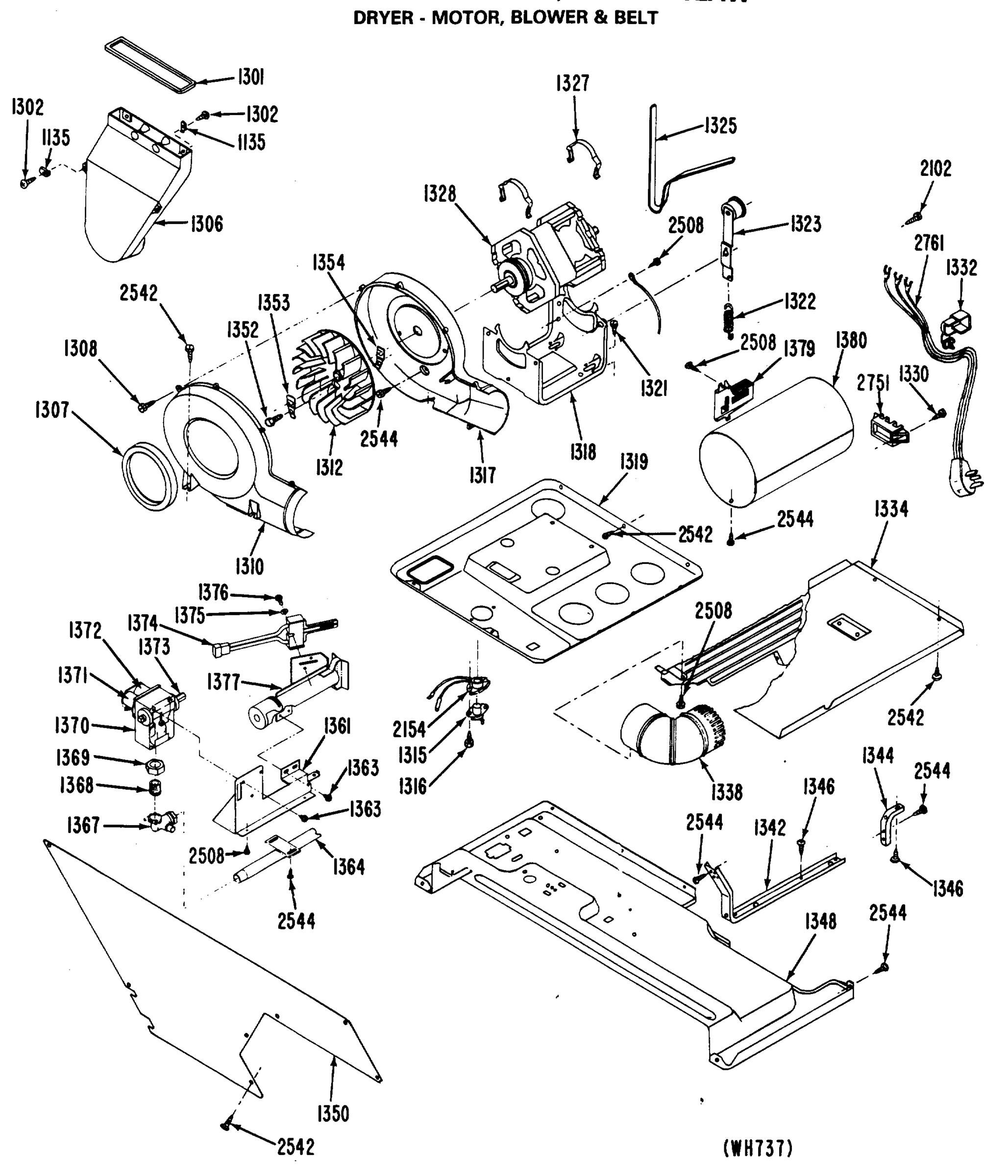 DRYER - MOTOR, BLOWER & BELT