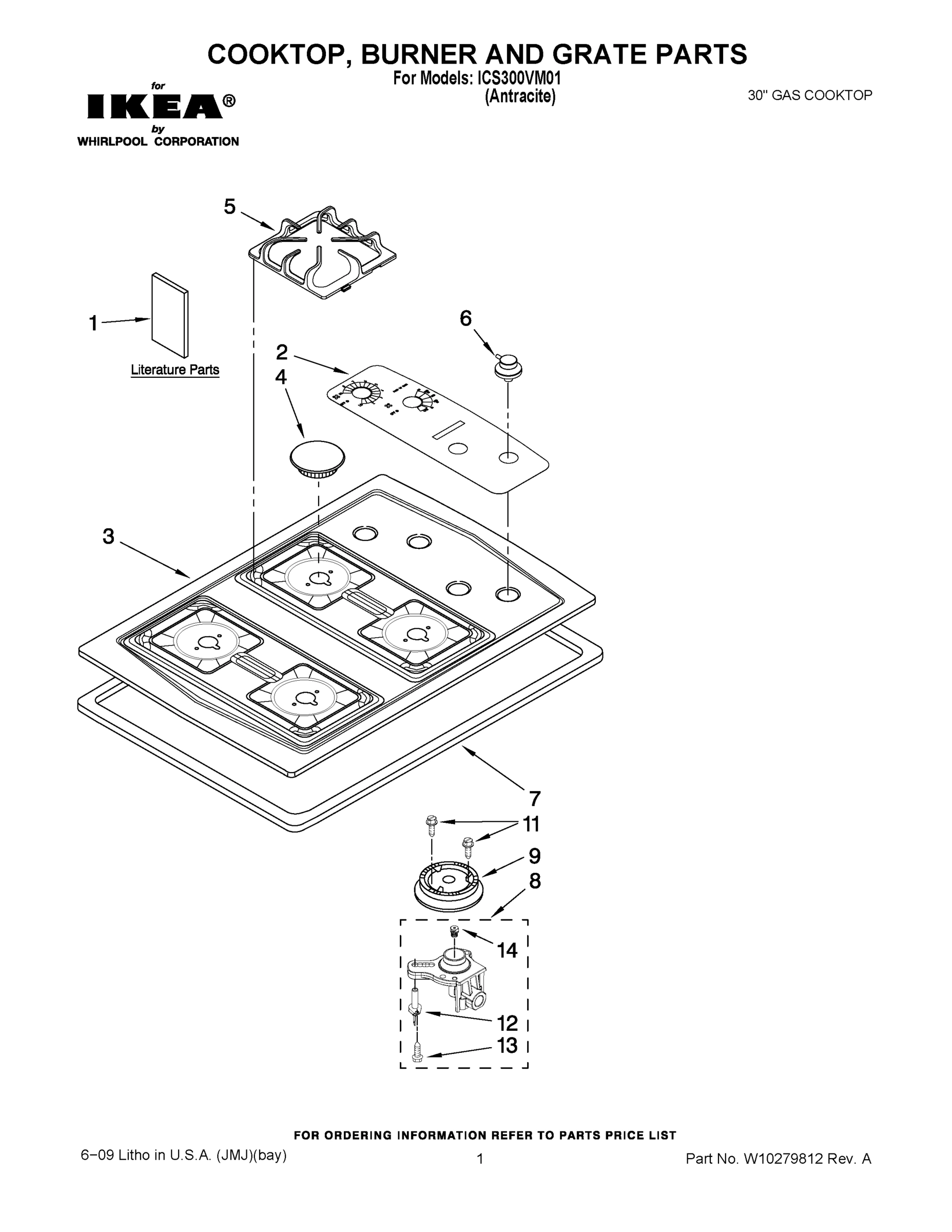 01 - COOKTOP, BURNER AND GRATE PARTS