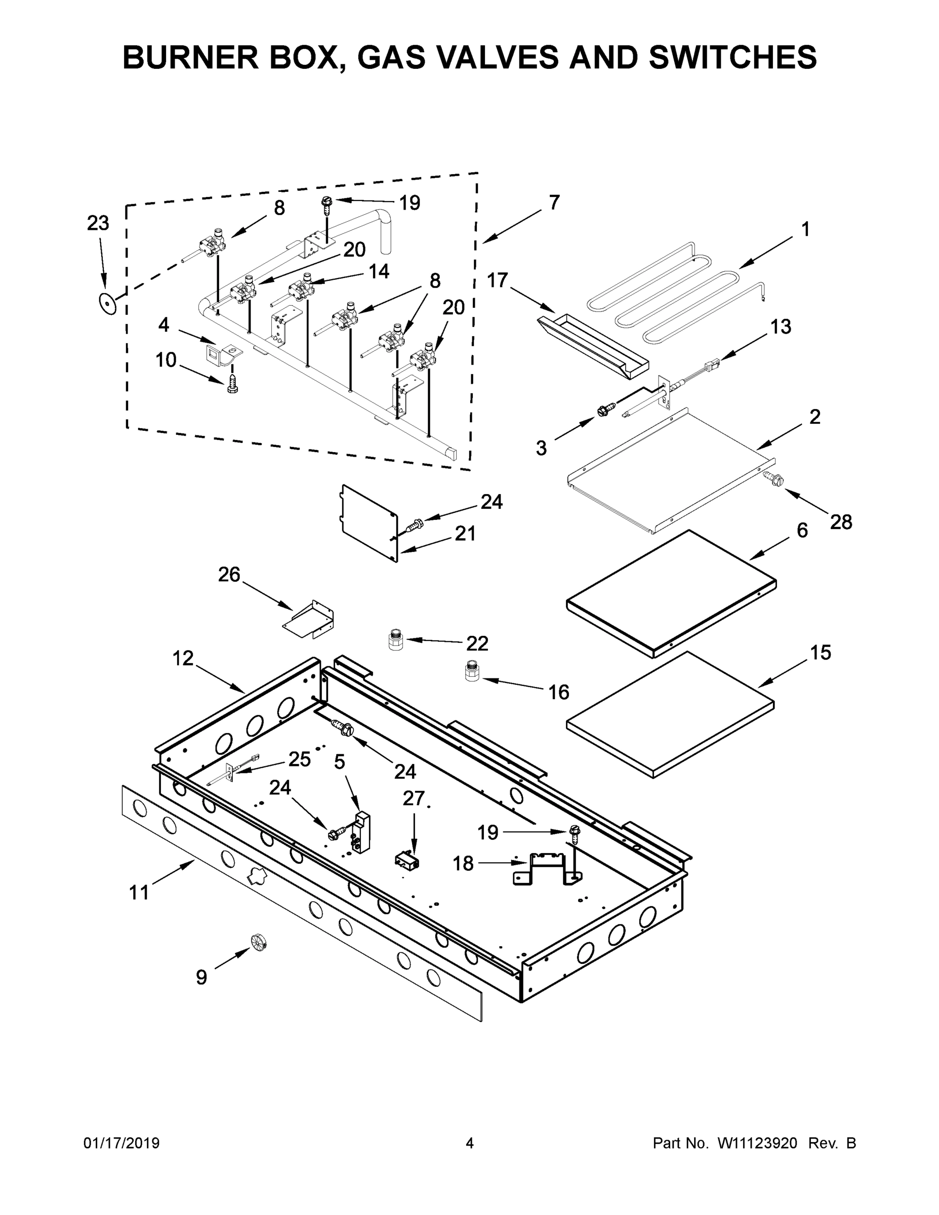 03 - BURNER BOX, GAS VALVES AND SWITCHES