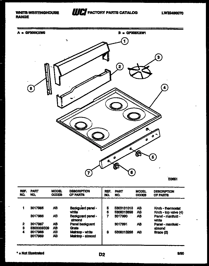02 - BACKGUARD AND COOKTOP PARTS