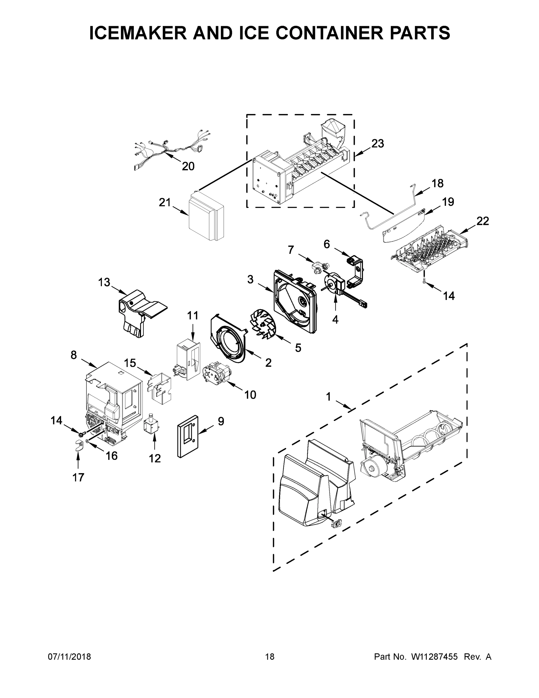 10 - ICEMAKER AND ICE CONTAINER PARTS