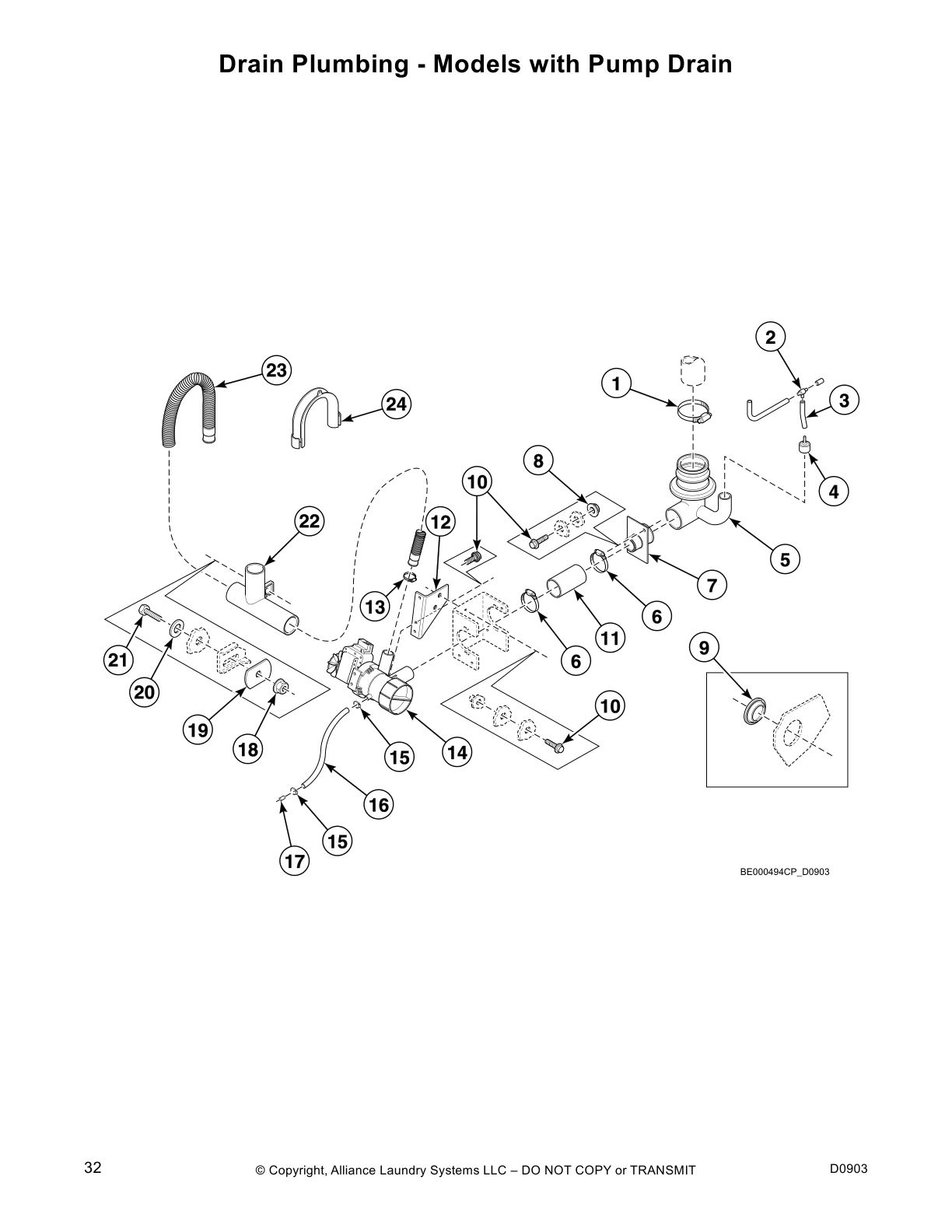 Drain Plumbing - Models with Pump Drain