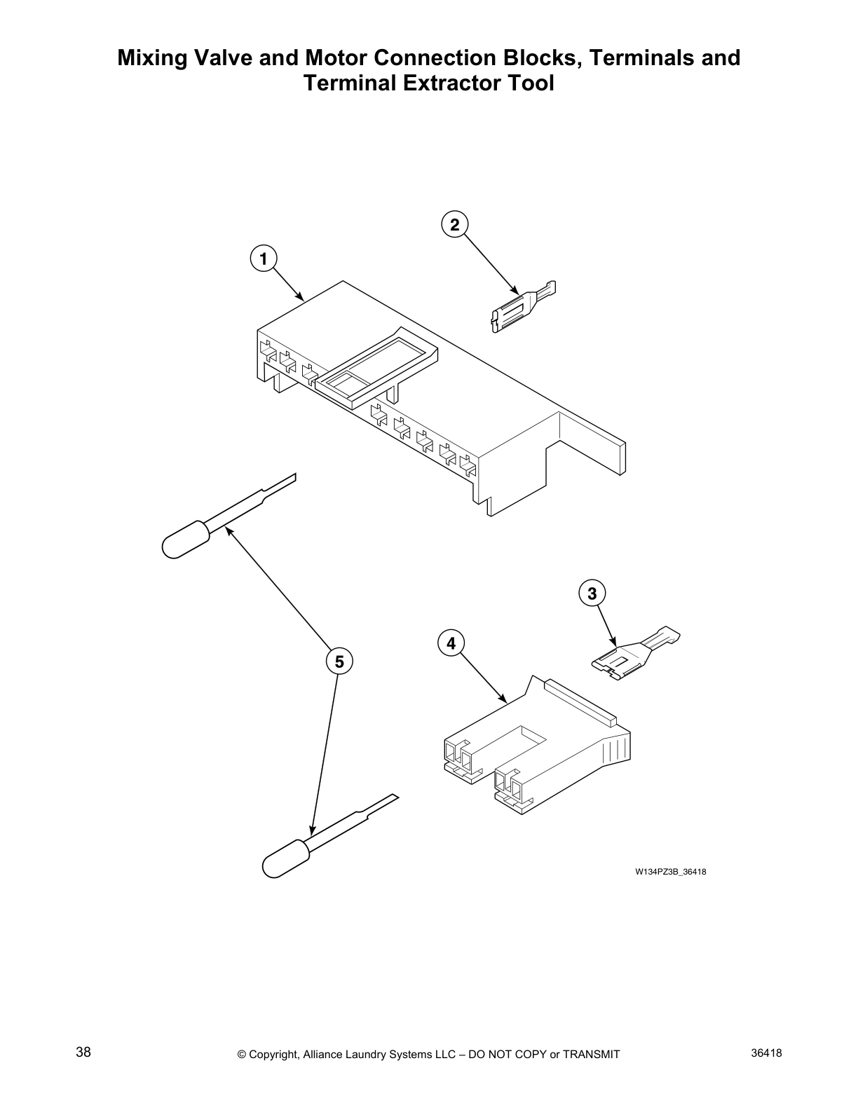 Mixing Valve and Motor Connection Blocks, Terminals and
Terminal Extractor Tool
