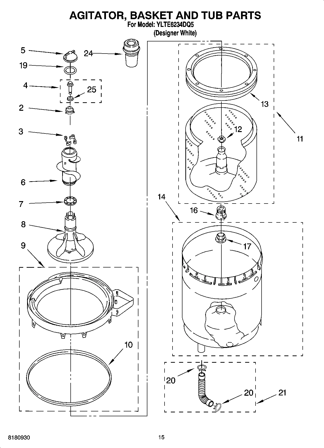 10 - AGITATOR, BASKET AND TUB PARTS