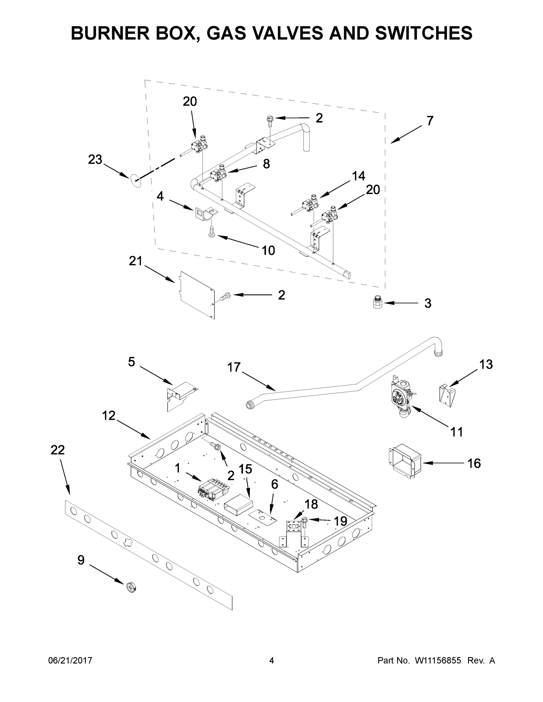 03 - BURNER BOX, GAS VALVES AND SWITCHES
