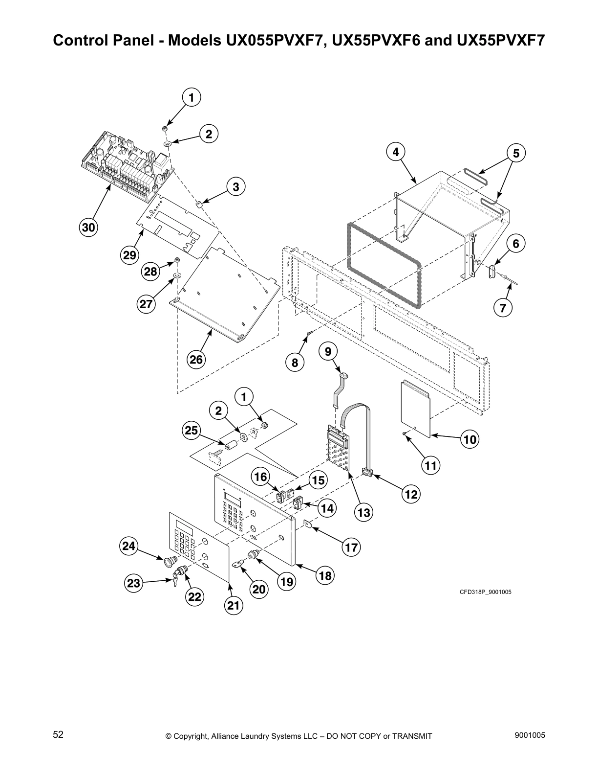Control Panel - Models UX055PVXF7, UX55PVXF6 and UX55PVXF7