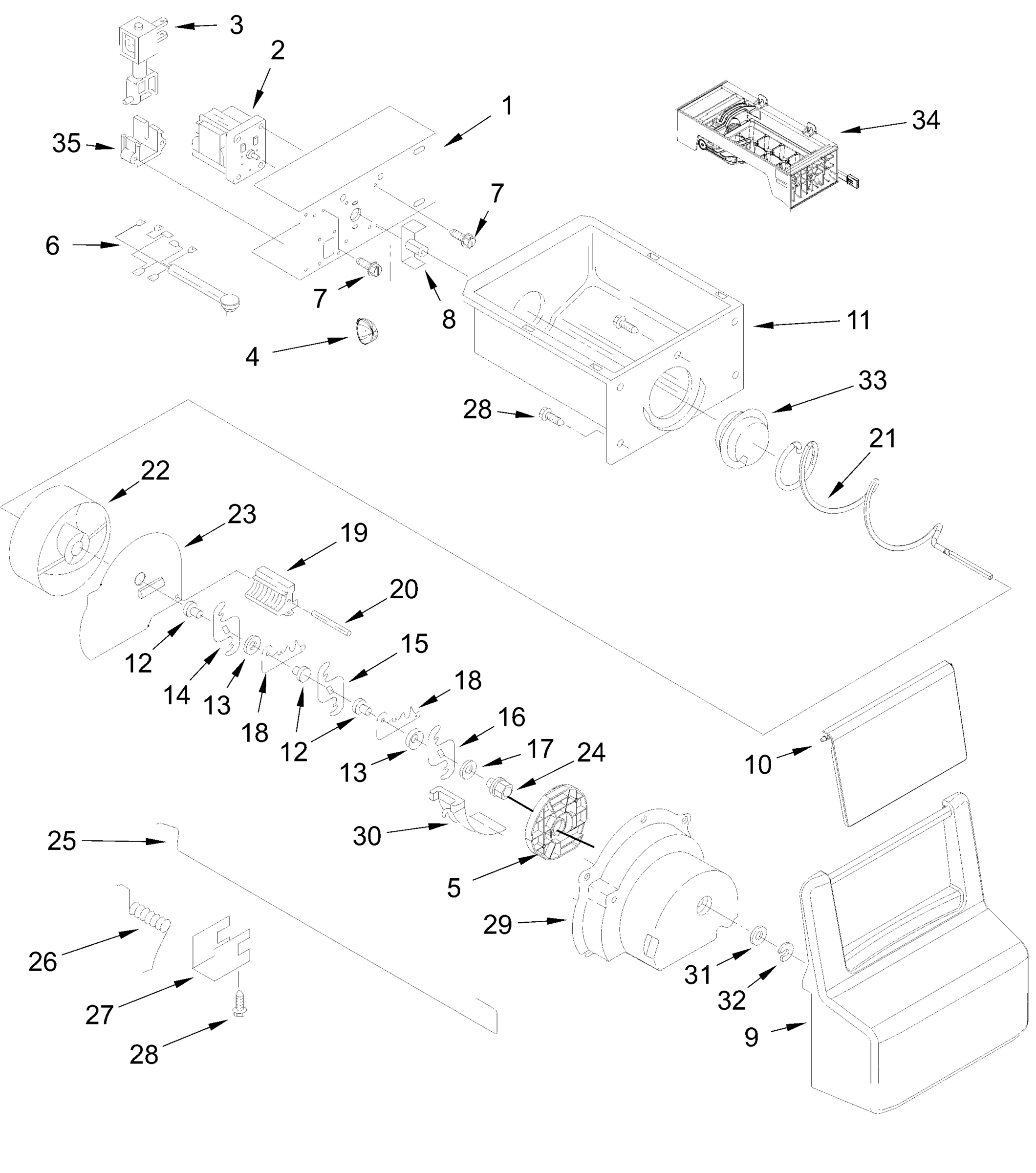 MOTOR AND ICE CONTAINER PARTS