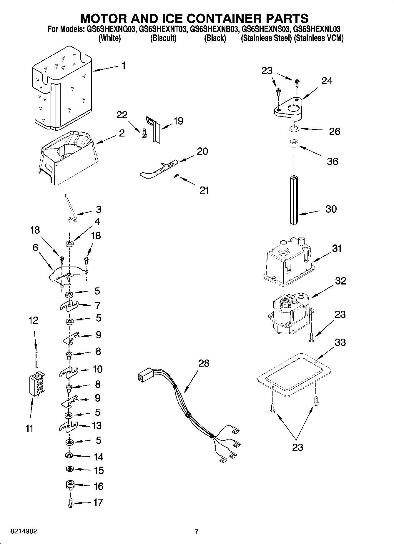 05 - MOTOR AND ICE CONTAINER PARTS