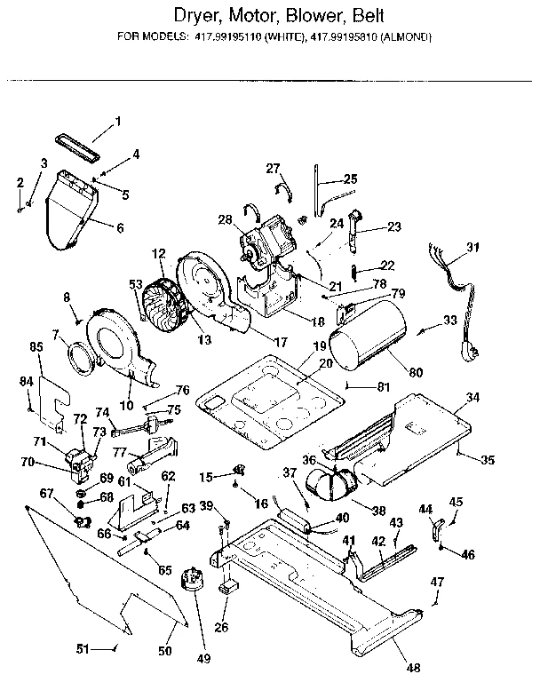 DRYER, MOTOR, BLOWER, BELT