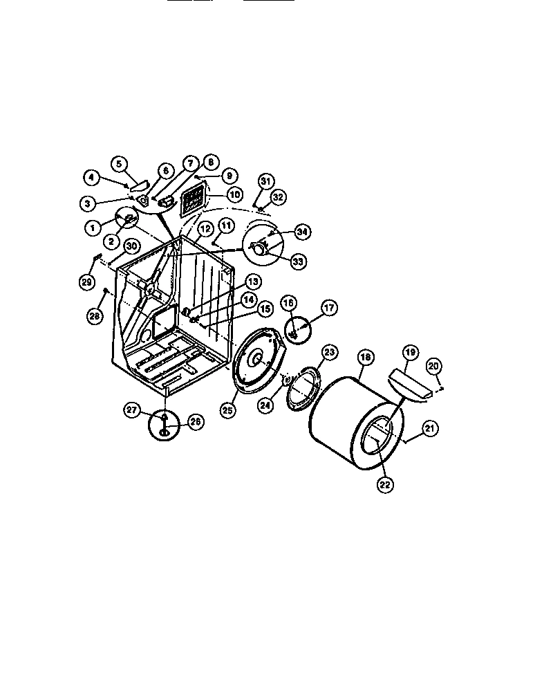 02 - CABINET, DRUM, HEATER ASSEMBLY