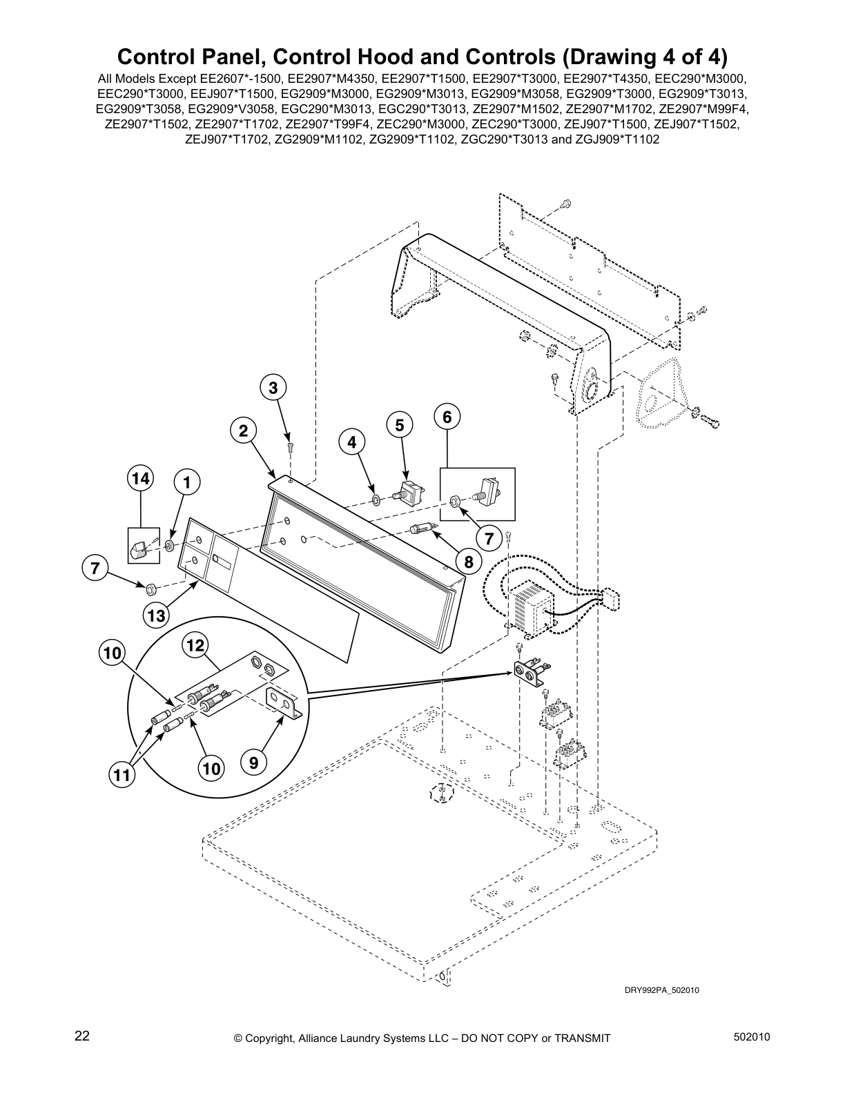 Control Panel, Control Hood and Controls (Drawing 4 of 4)