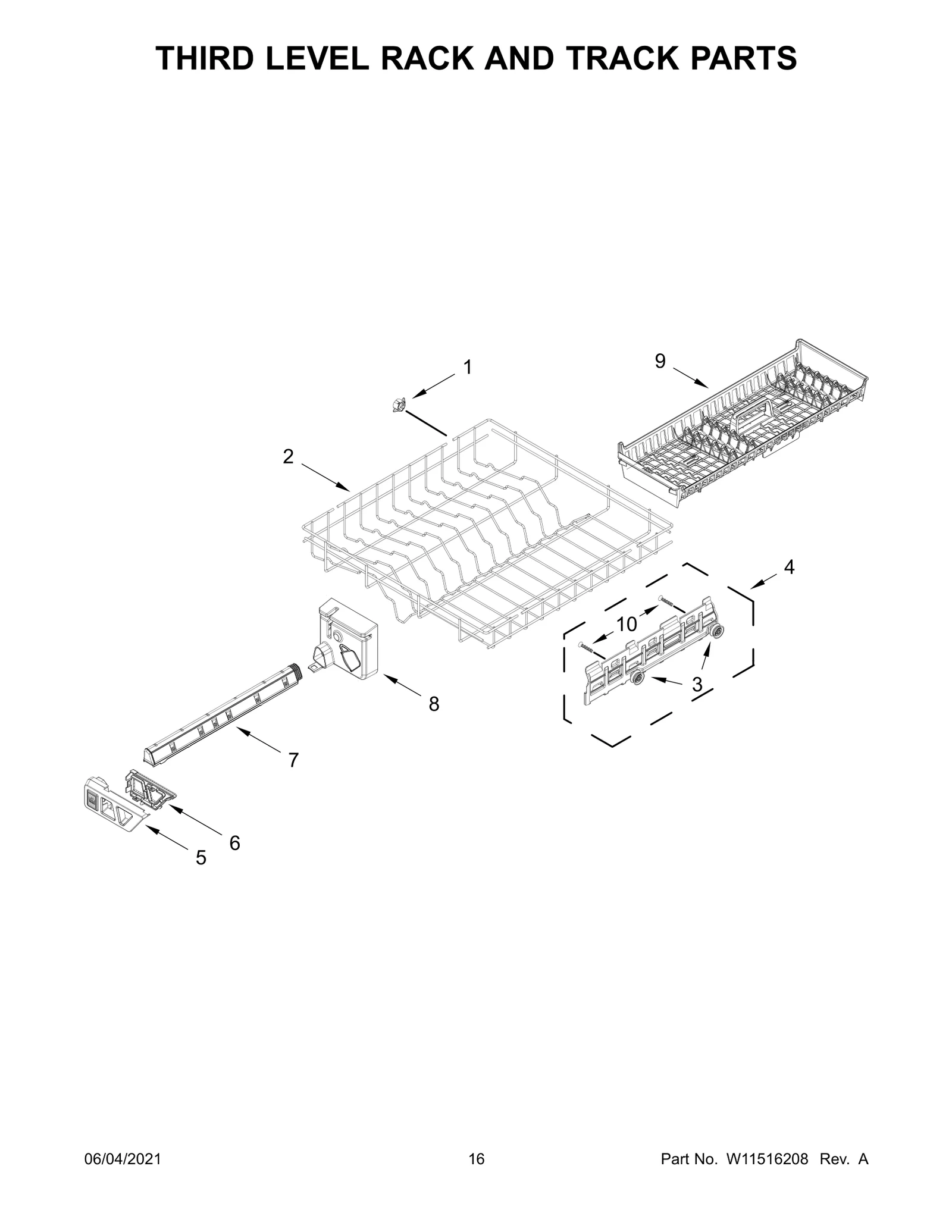 THIRD LEVEL RACK AND TRACK PARTS