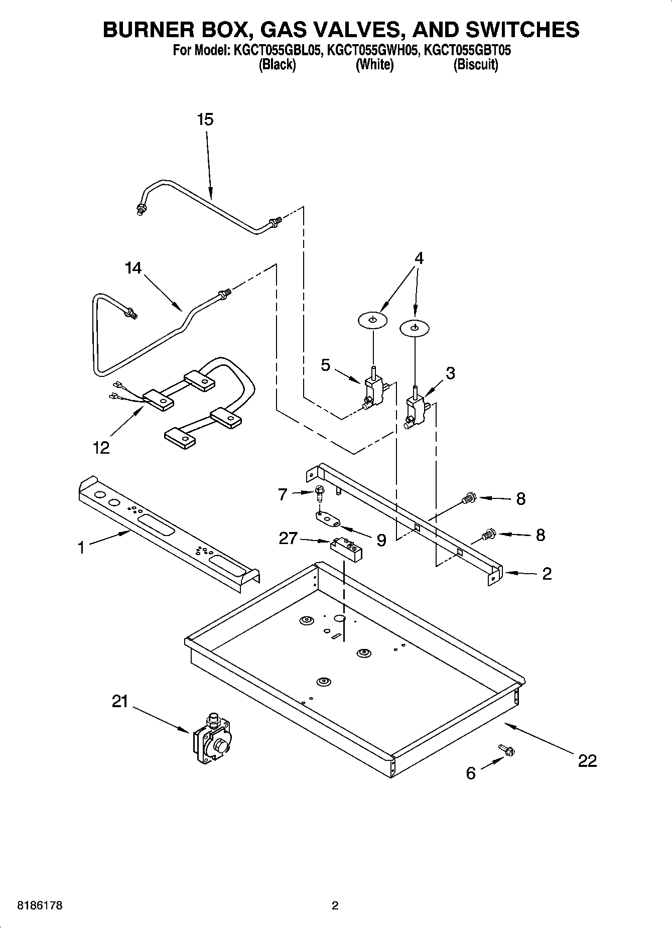 02 - BURNER BOX, GAS VALVES, AND SWITCHES