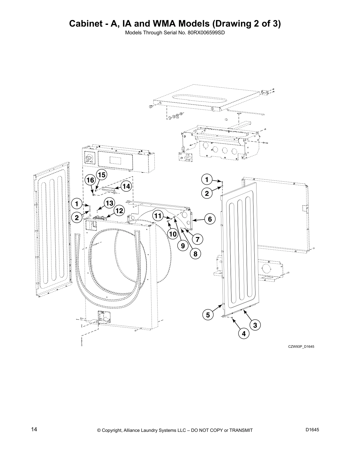 Cabinet - A, IA and WMA Models (Drawing 2 of 3)