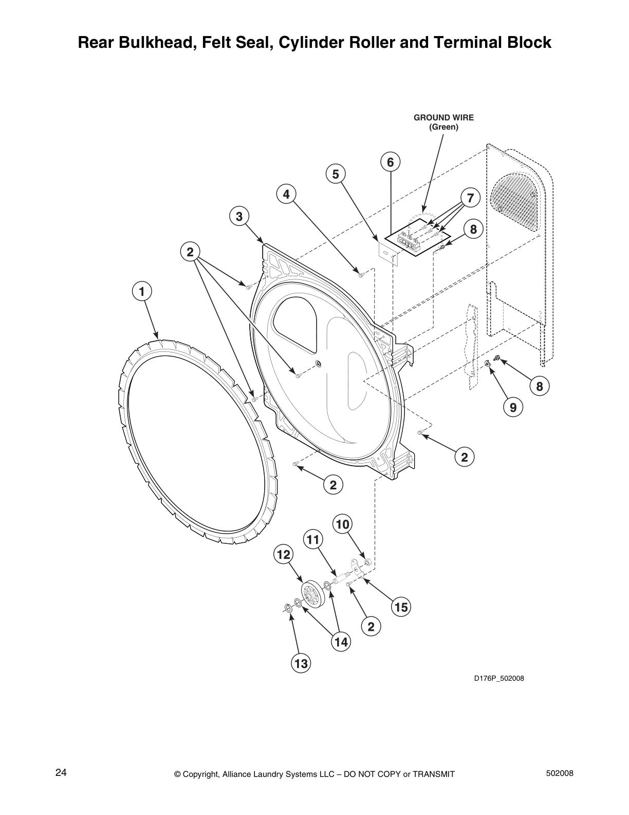 Rear Bulkhead, Felt Seal, Cylinder Roller and Terminal Block