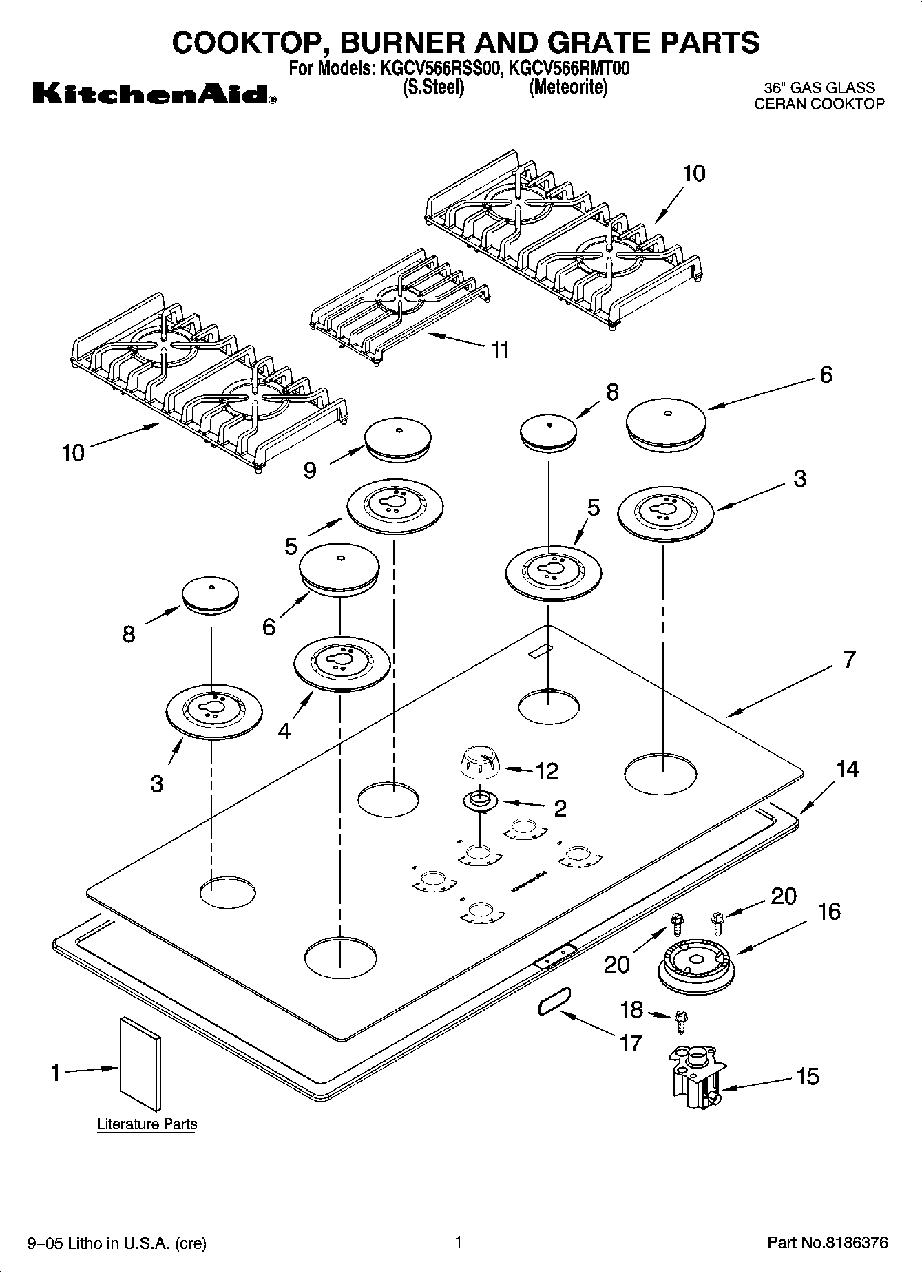 01 - COOKTOP, BURNER AND GRATE PARTS