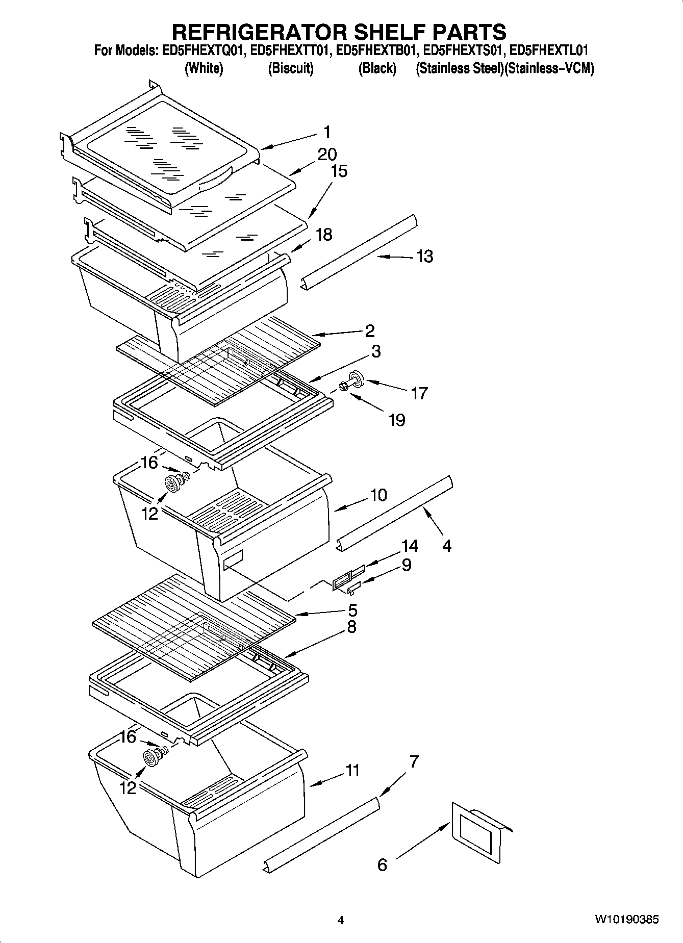 03 - REFRIGERATOR SHELF PARTS