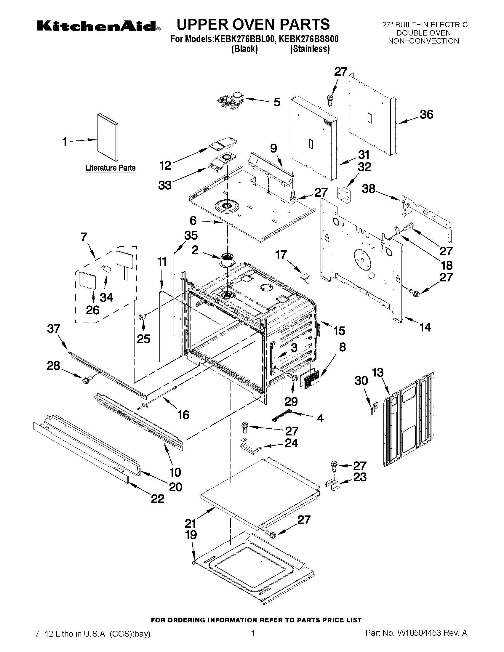 01 - UPPER OVEN PARTS