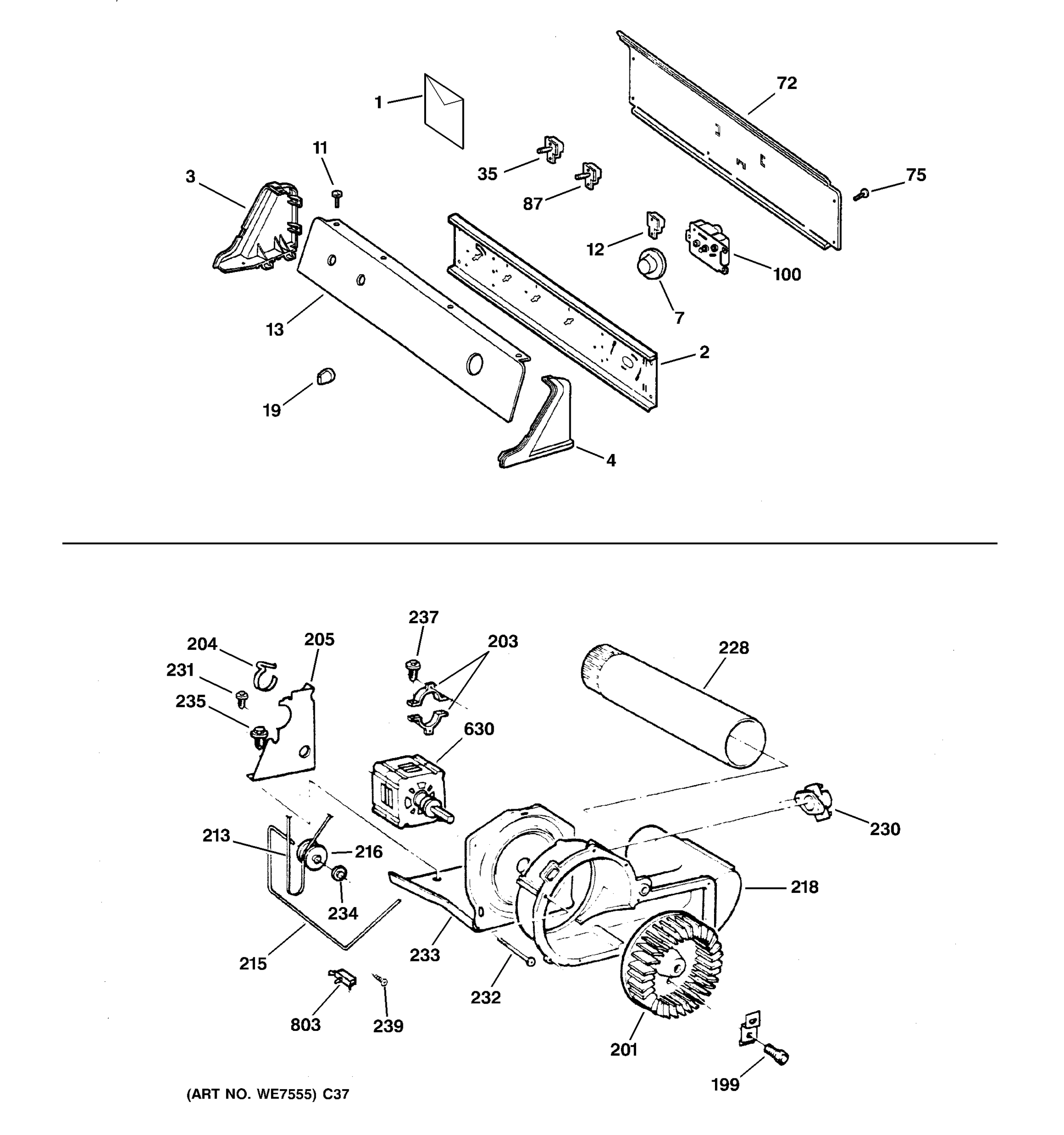 BACKSPLASH, BLOWER & MOTOR ASSEMBLY